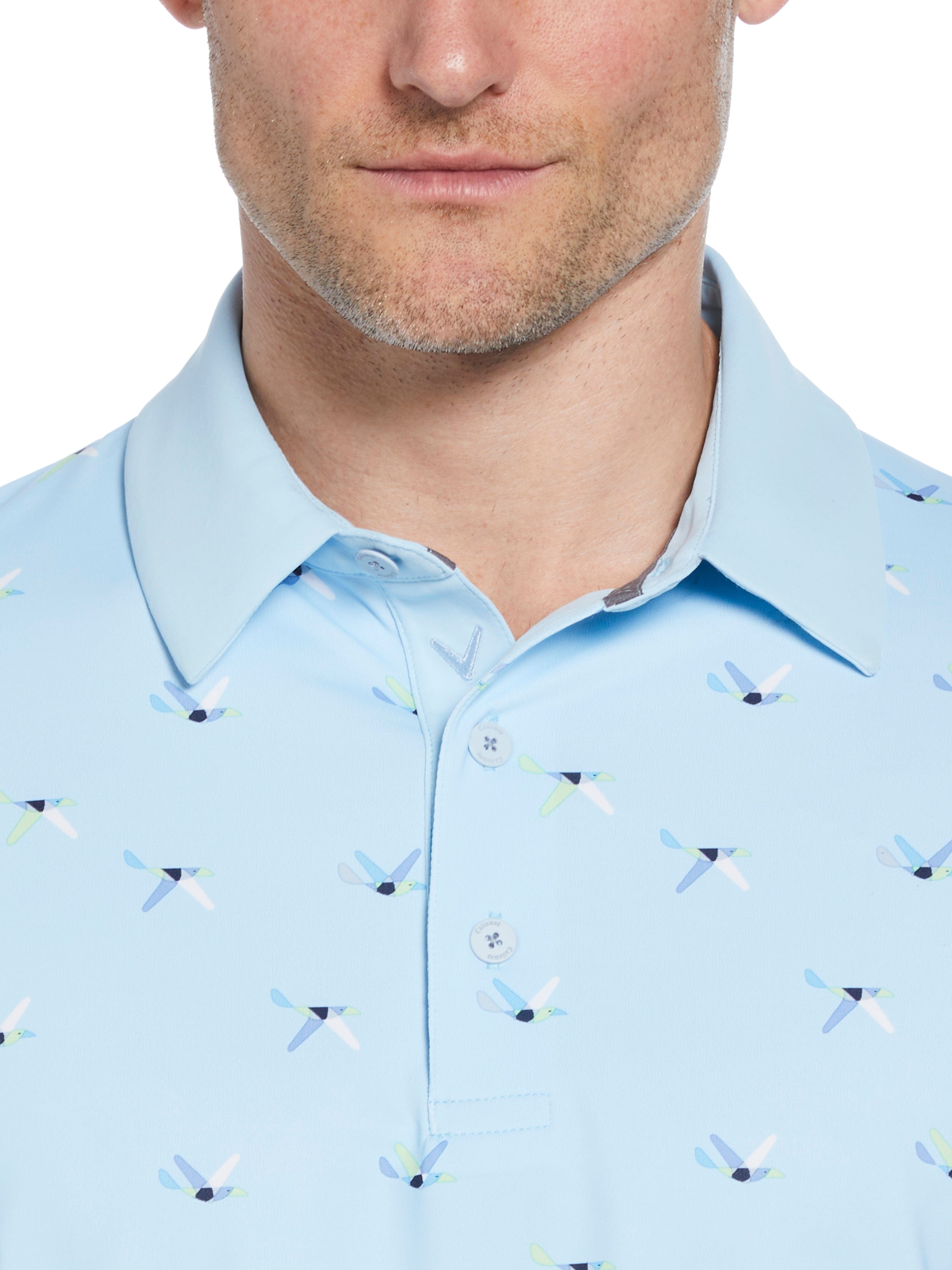 Men's Stylish All Over Bird Print Polo Shirt - Casual Summer Golf & Outdoor Wear for Men