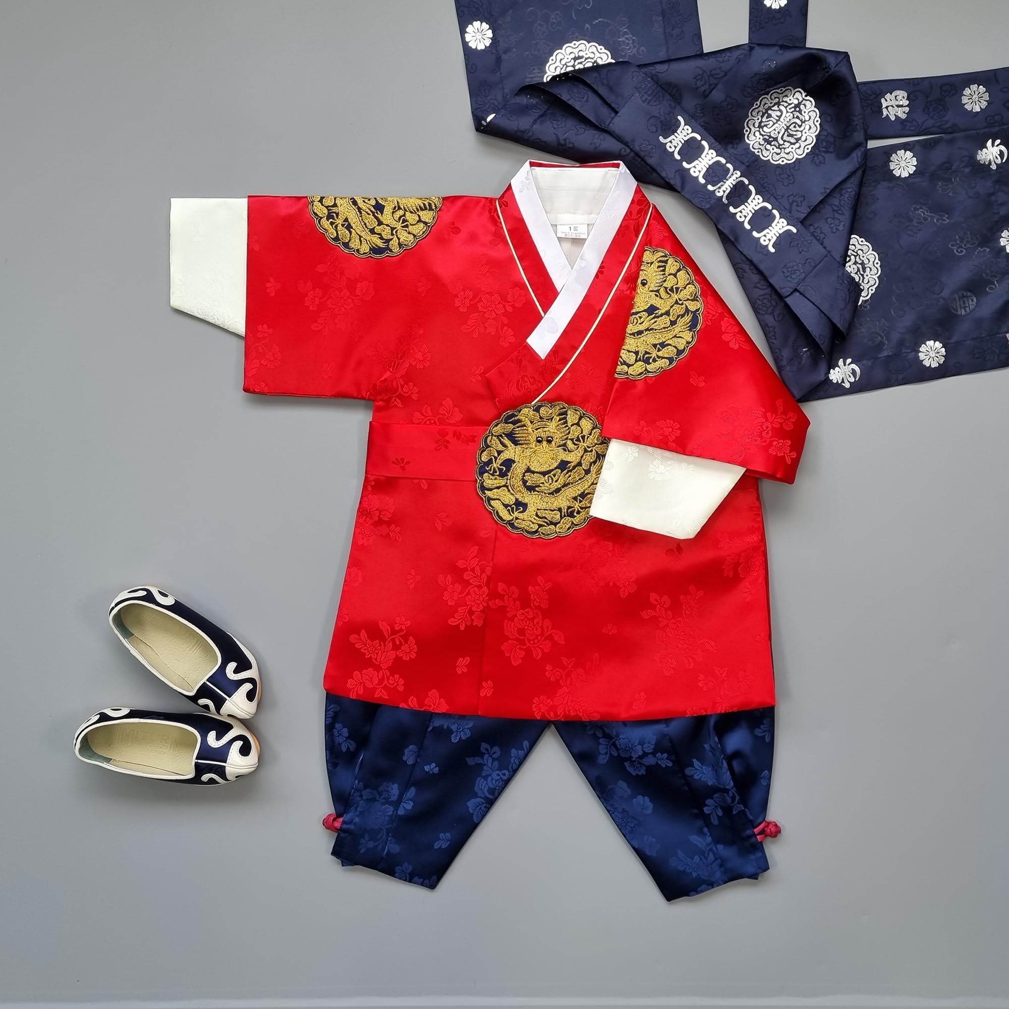 Traditional Korean Hanbok for Baby Boys - Red Dol Hanbok for 1st Birthday & 100 Days Celebration (Ages 1-10) - Perfect for Doljanchi Parties, Korean Cultural Events & Photo Shoots