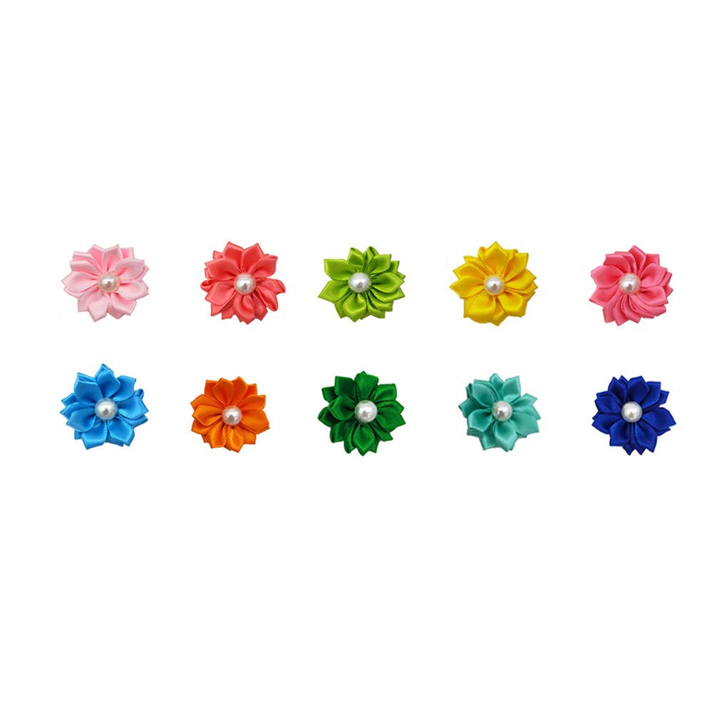 10PCS Floral Hair Bands for Dogs & Cats - Pet Hair Accessories, Bow Ties & Rubber Bands - Perfect for Grooming, Pet Parties & Photo Shoots