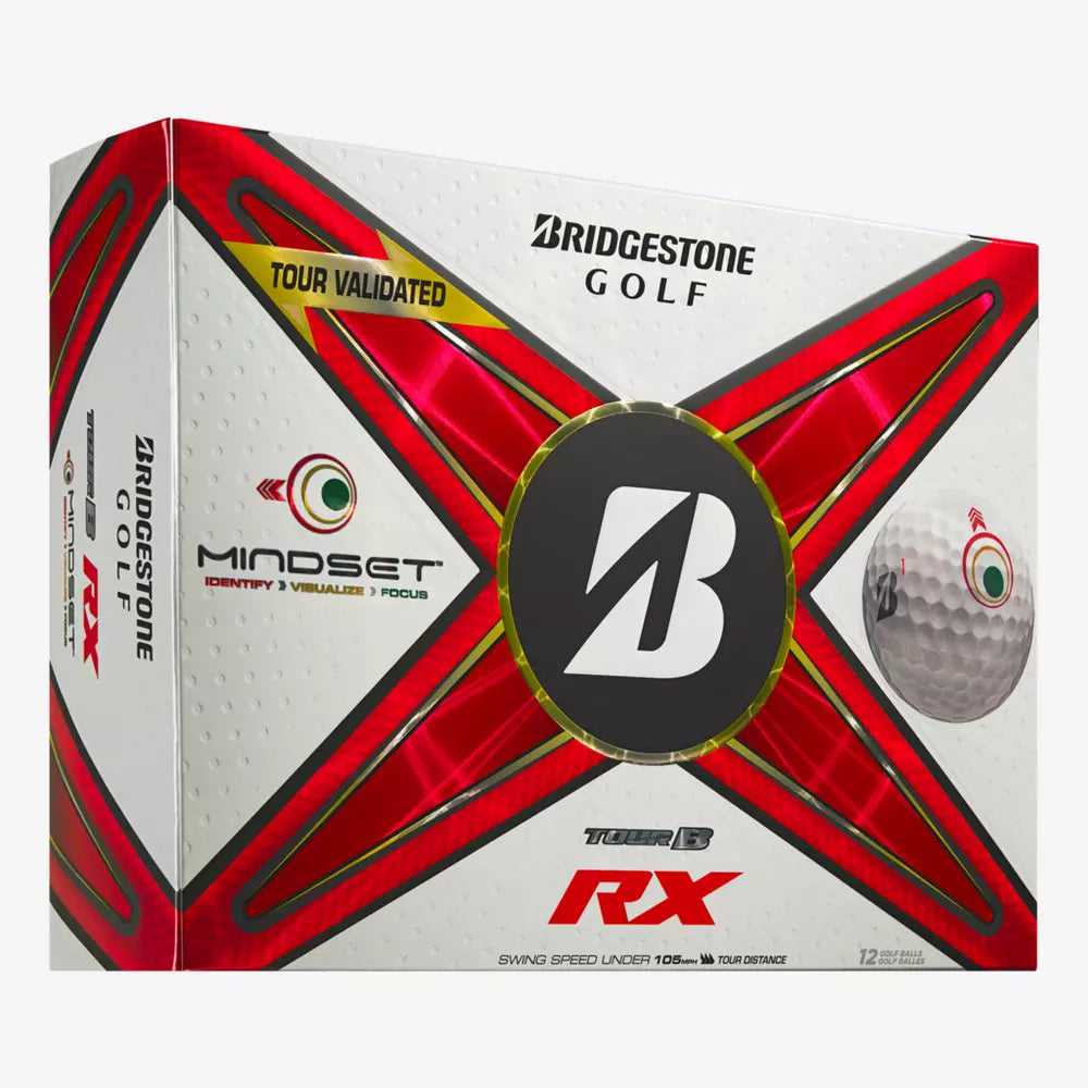 Bridgestone Tour B RX MindSet 2024 Golf Balls - Premium Performance Golf Balls for Low Spin & Distance | Perfect for Tournament Play & Practice Rounds