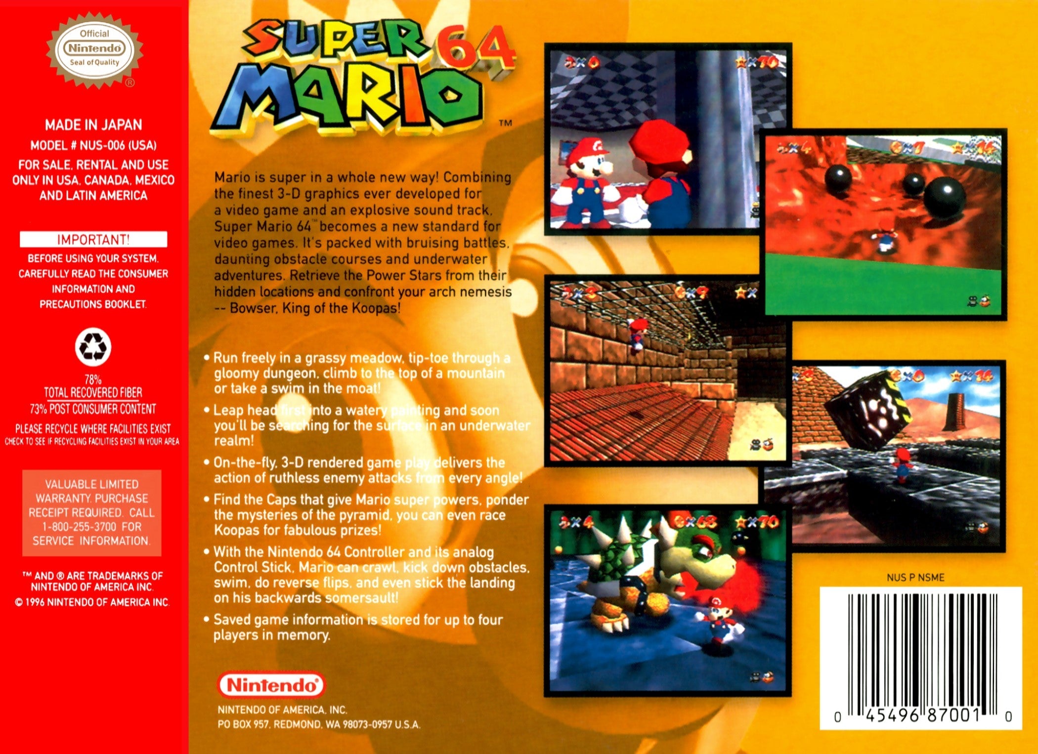 Used Super Mario 64 N64 Video Game - Retro Nintendo 64 Cartridge for Collectors & Gamers - Perfect for Nostalgic Gaming & Display