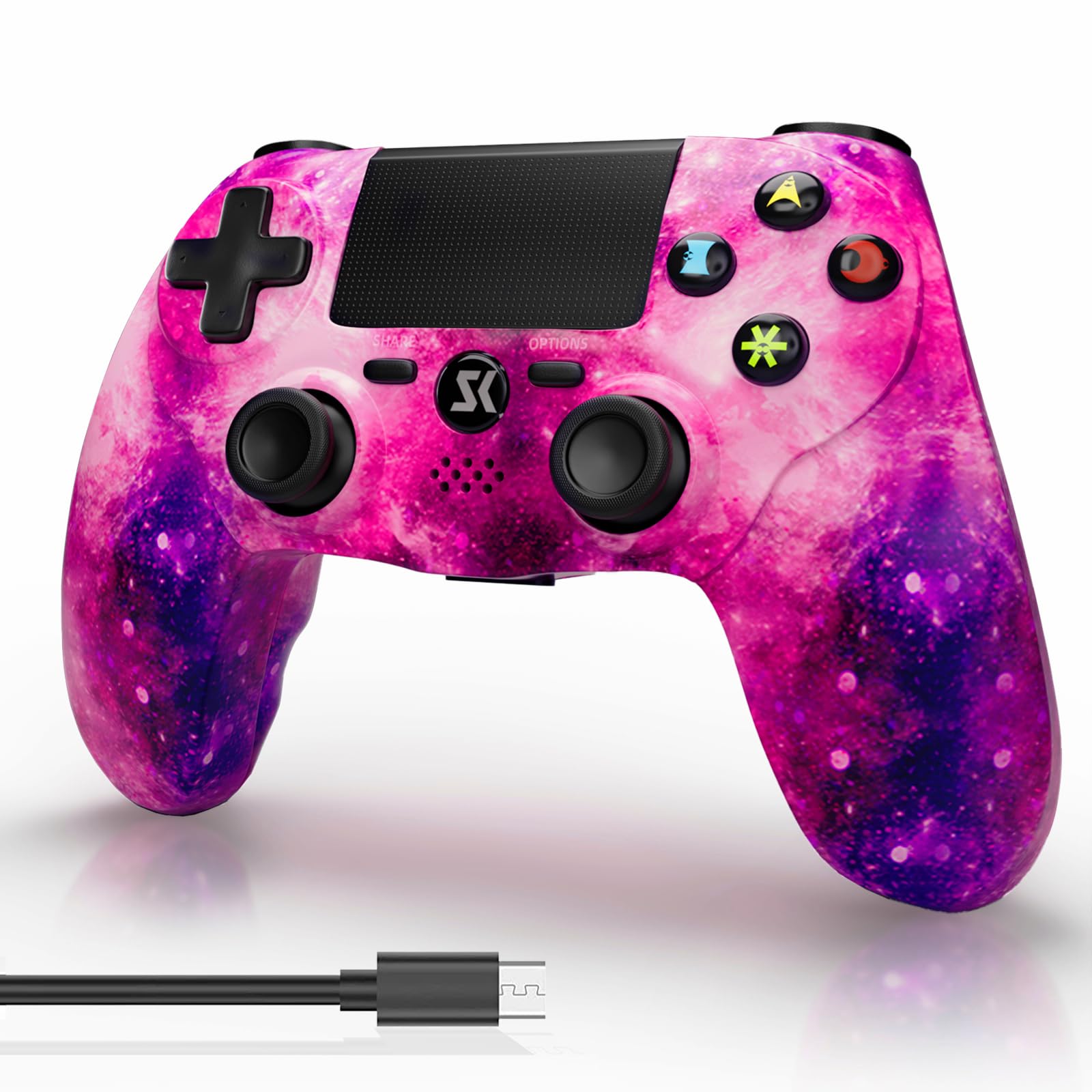 Wireless Controller for PS4, PlayStation 4 Gamepad with Dual Shock, 6-Axis Motion Sensor, Touch Pad, Built-in Speaker & Stereo Headphone Jack - Compatible with PS4/Pro/Slim - Perfect for Gaming, Streaming & Multiplayer Sessions