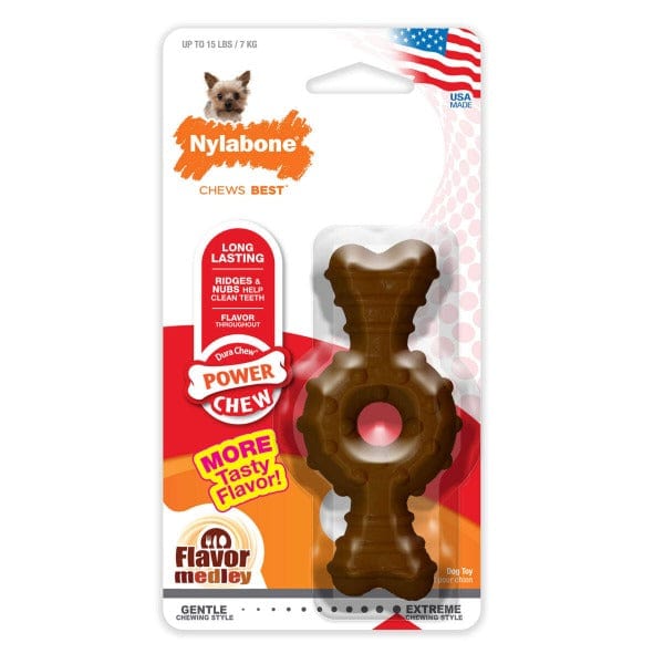 Nylabone Power Chew Textured Ring Bone - Durable Dog Chew Toy for Aggressive Chewers | Perfect for Teething Puppies & Dental Health