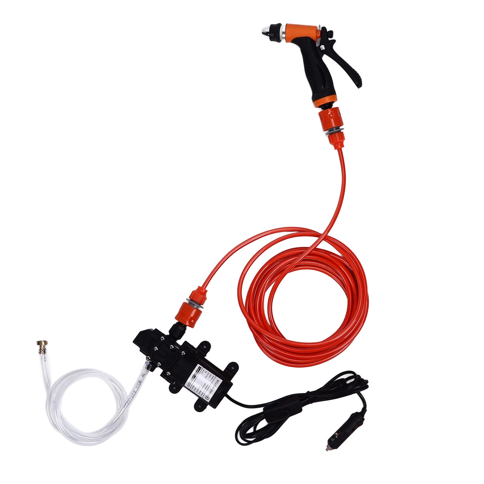 12V High Pressure Car Wash Pump - Durable Plastic Pressure Washer with Large Water Outlet for Car Cleaning, Garden Watering & Outdoor Washing