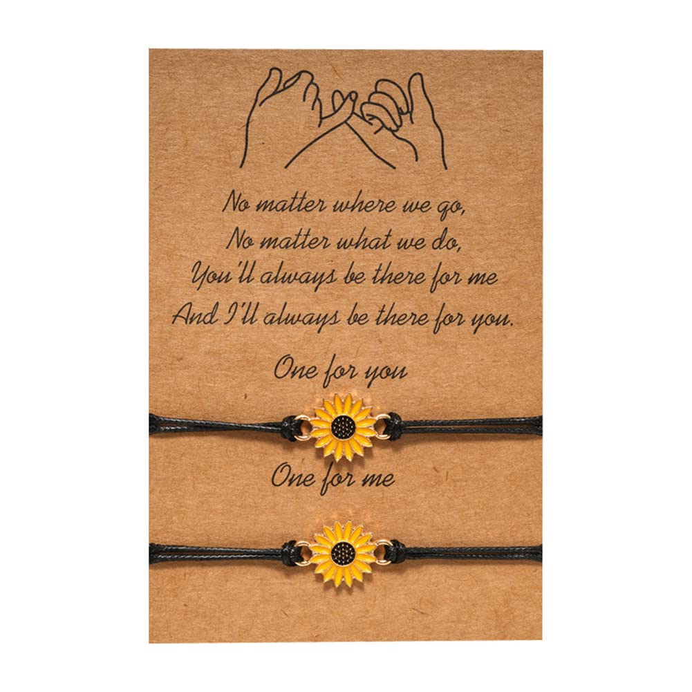Sunflower Friendship Bracelet Set - Best Gifts for BFF, Women & Girls | Birthday, Christmas & Long Distance Gifts | Perfect for Matching Jewelry, Sisterhood Tokens & Meaningful Presents