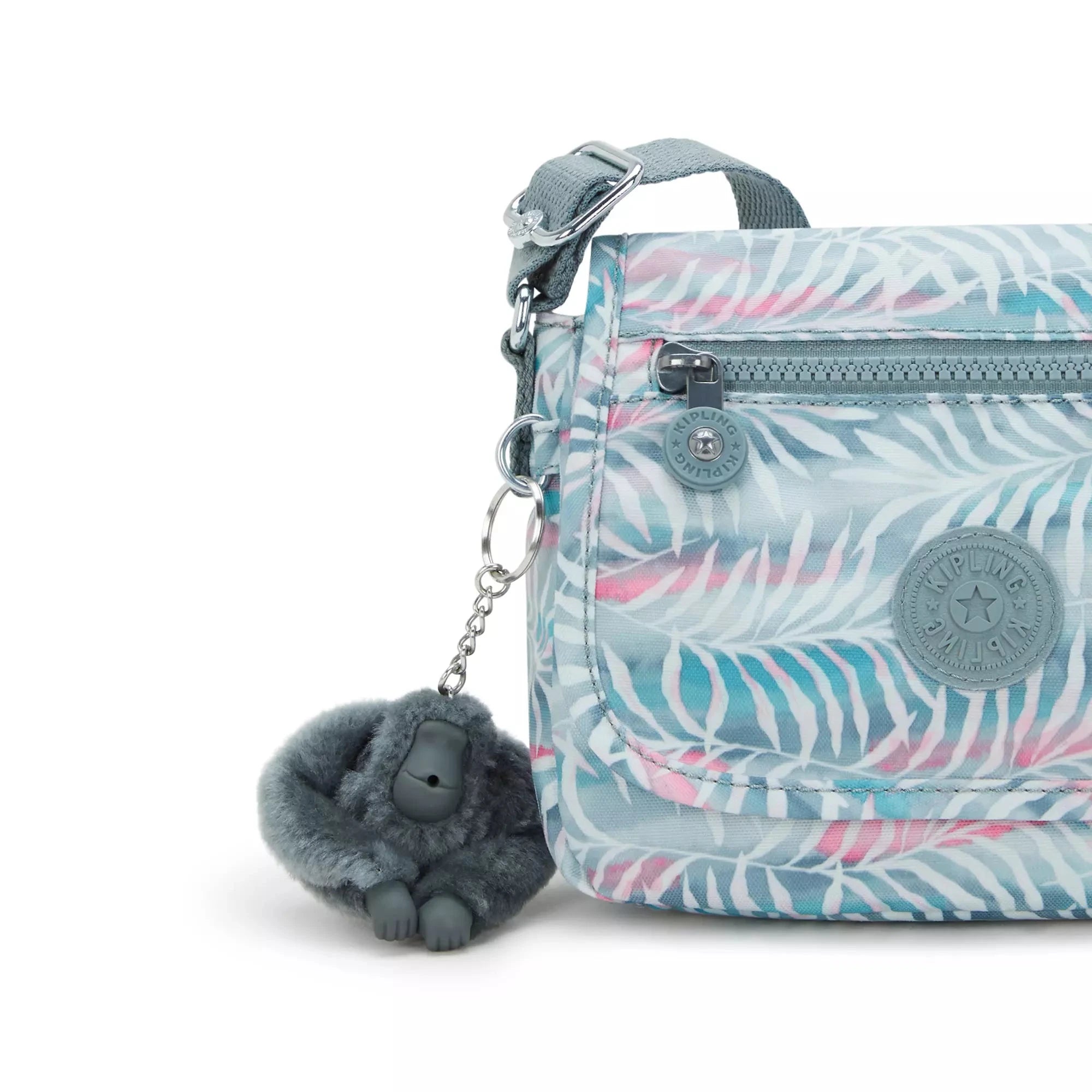 Kipling Sabian Printed Crossbody Mini Bag - Lightweight Vegan Leather Palm Tree Leaves Design - Perfect for Travel, Shopping & Everyday Use