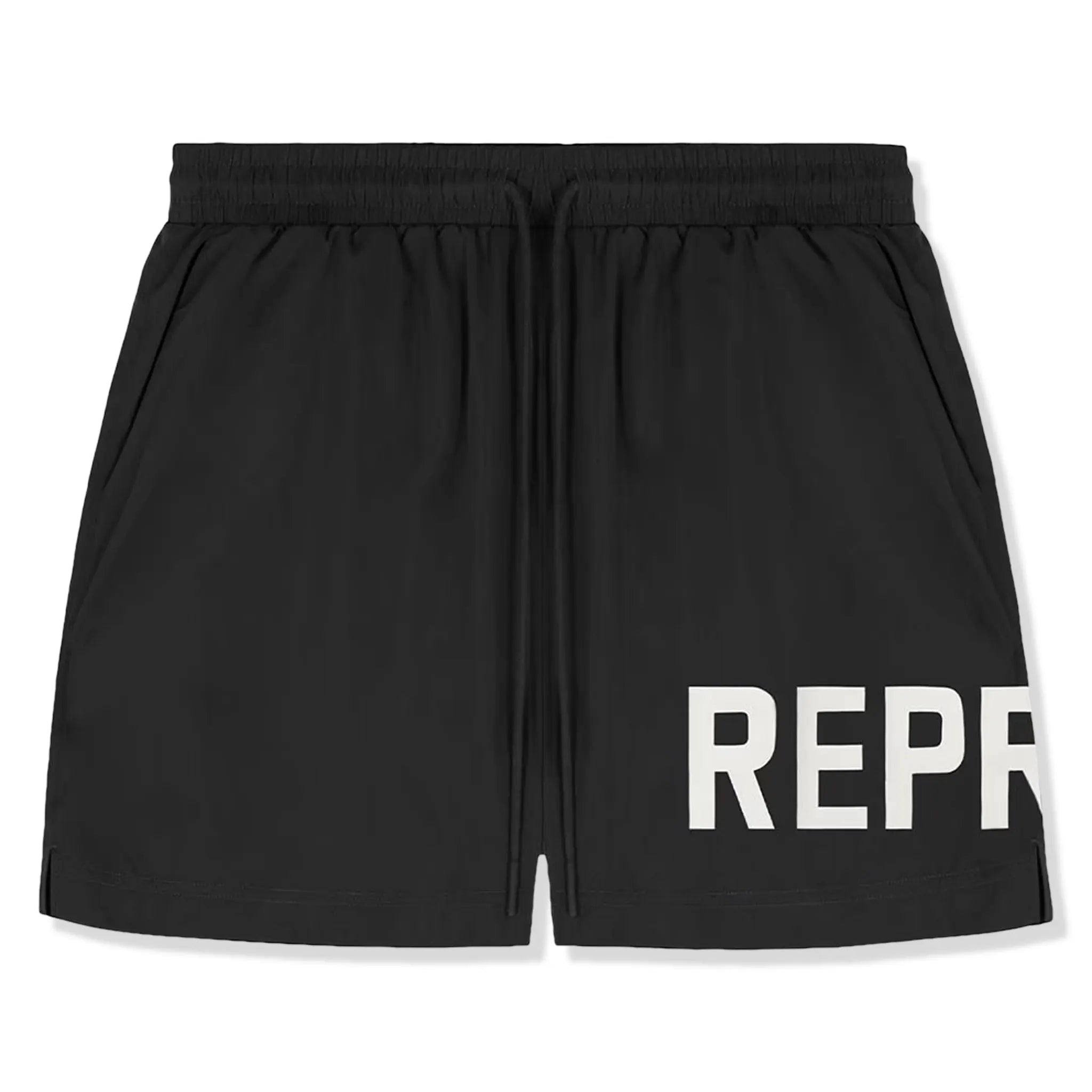 Represent Text Logo Black Swim Shorts for Men - Quick Dry Comfortable Beach Swimwear for Swimming, Surfing & Summer Vacations