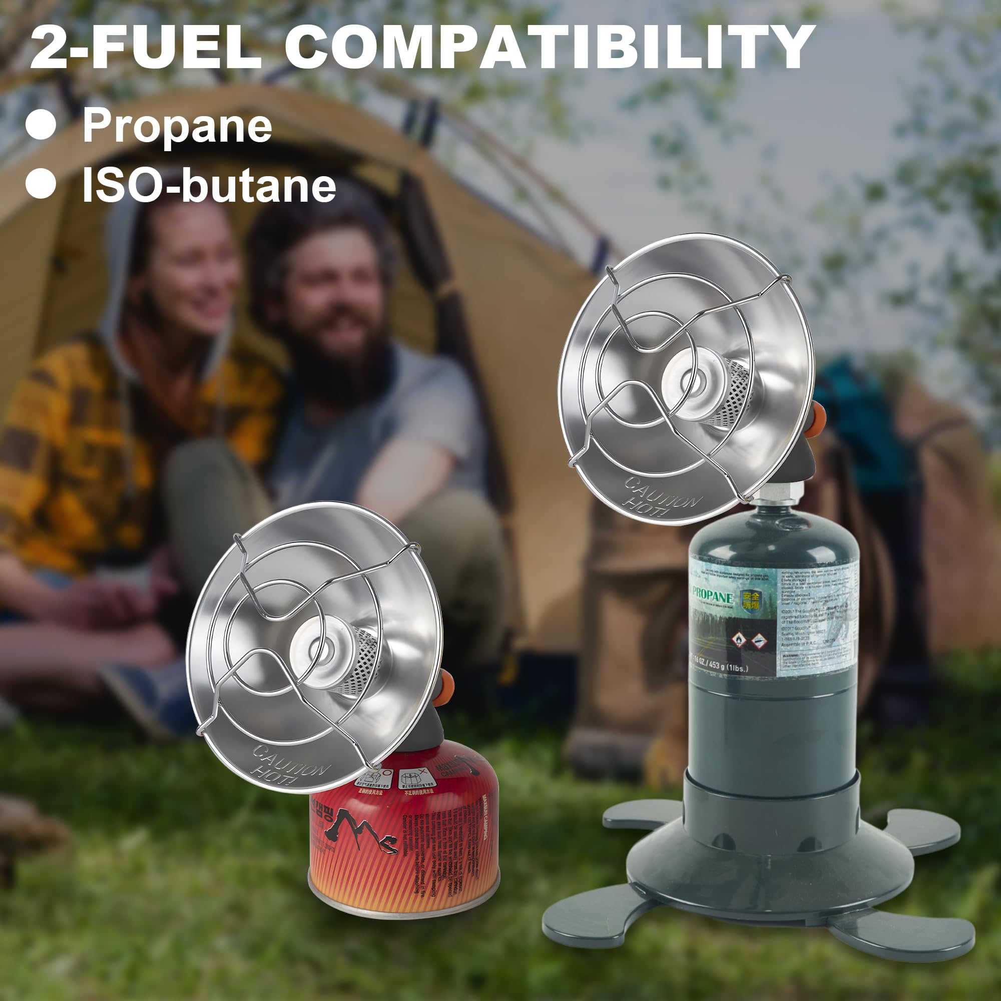 Portable Propane Heater - ISO-Butane Camping Heater for Outdoor Activities, Fishing, Hiking & Emergency Use - Fast Heating for Tents, Garages & Workspaces