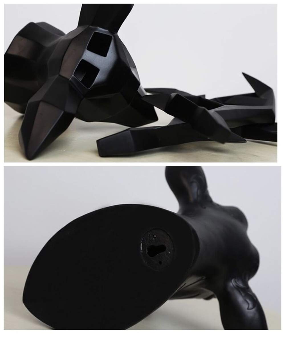YJ Home Geometric Deer Head Wall Art Sculpture - Modern Black XL Deer Decor for Living Room, Bedroom & Office | Unique Home Decoration Gift Idea