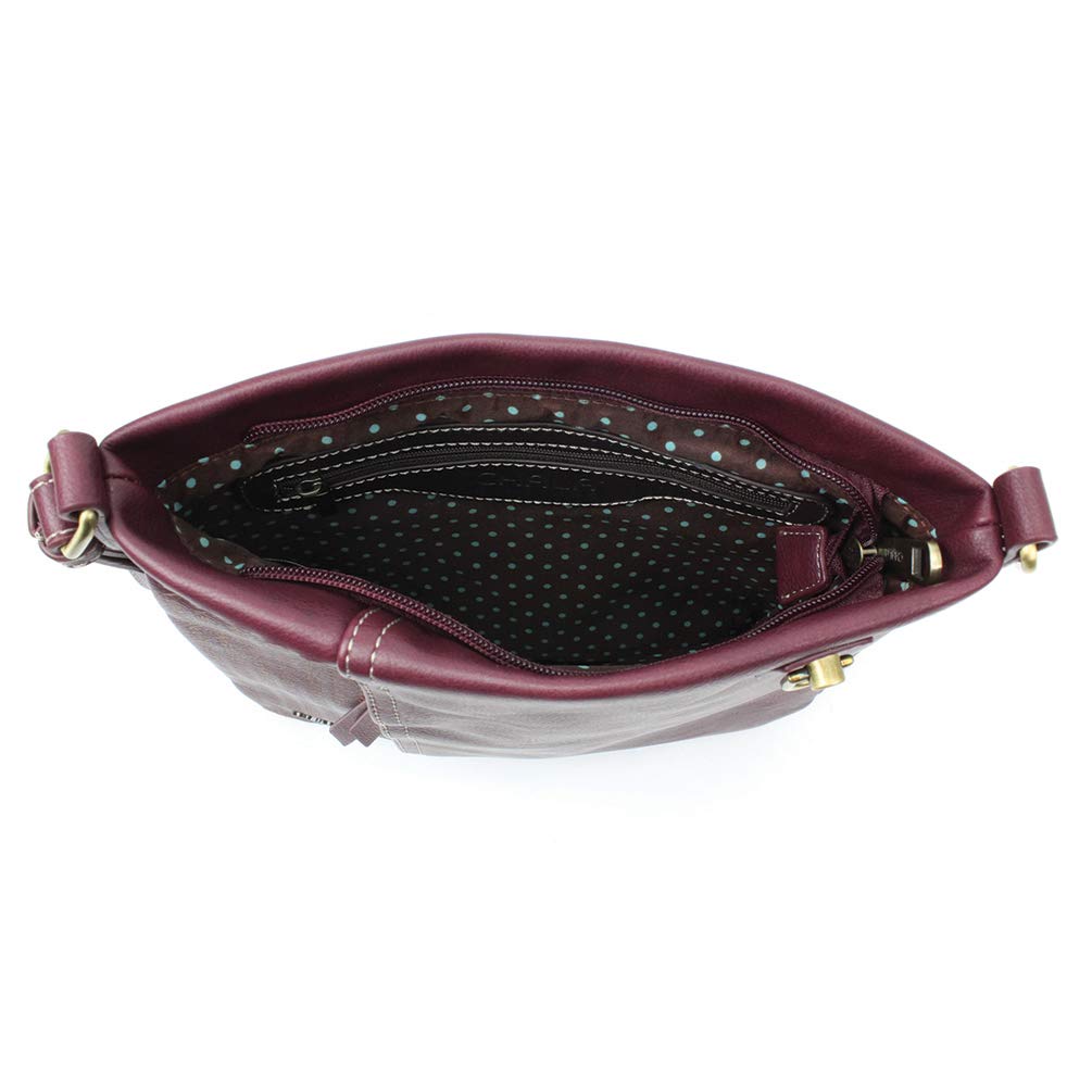 CHALA Women's Laser Cut Crossbody Bag - Faux Leather Purse in Plum Color for Casual Outings, Shopping & Travel | Stylish & Lightweight Handbag
