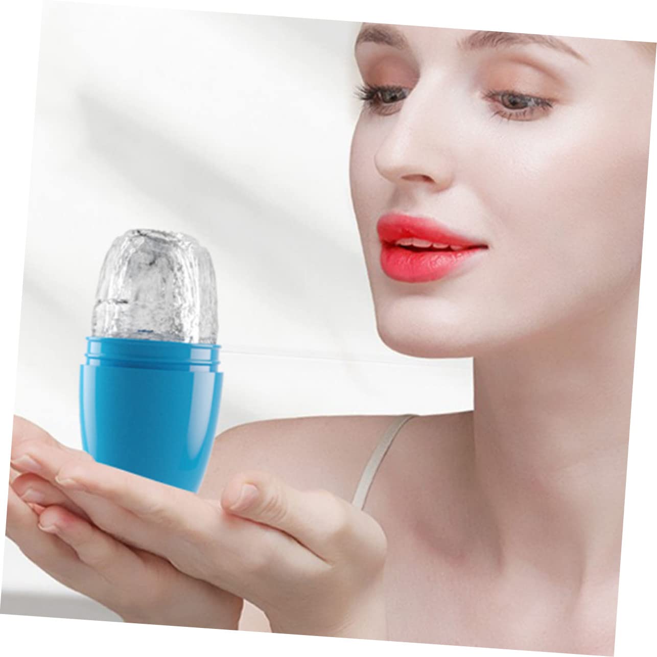 Minkissy Ice Roller for Face - Skin Lifting & Pore Minimizing Tool - Cooling Silicone Facial Massager for Puffiness & Wrinkles - Perfect for Morning Routine & Post-Workout Skin Care