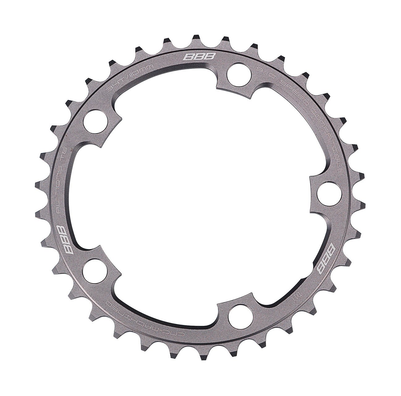 BBB 48T Compact Road Bike Chainring 110BCD CNC Aluminum - High Performance Bicycle Crankset for Road Cycling, Racing & Commuting - Durable Lightweight Bike Gear for Smooth Shifting & Speed