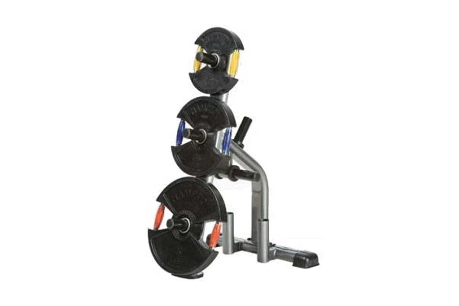 TuffStuff Olympic Plate Tree & Bar Holder - Heavy Duty Weight Plate Storage Rack for Home Gym & CrossFit Training