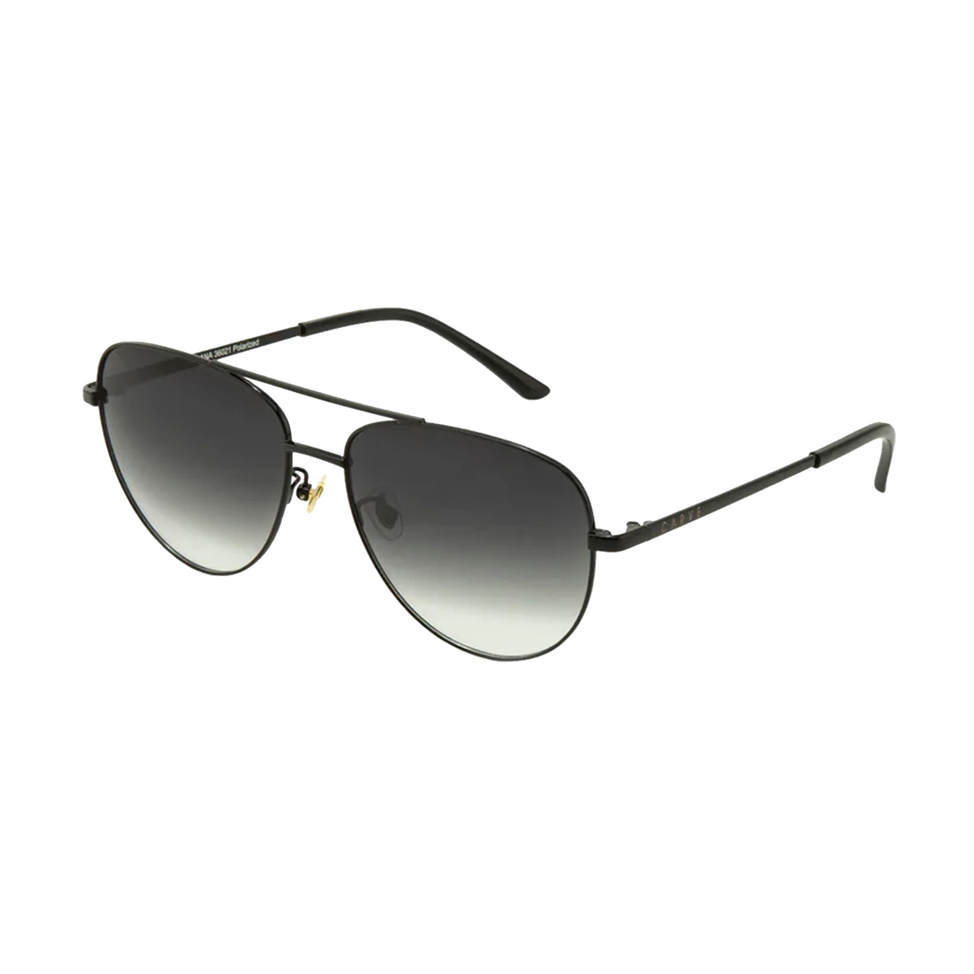 Carve Solana Women's Sunglasses - Gloss Black Metal Frame with Dark Grey Gradient Lenses for Driving, Beach & Outdoor Activities