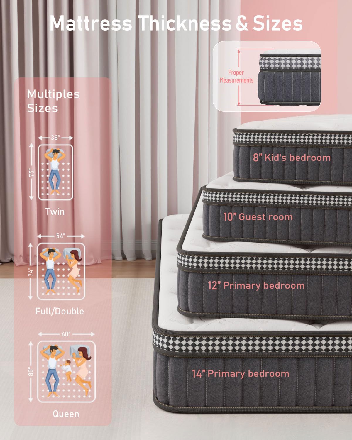 12 Inch Hybrid Queen Mattress in a Box - Gel Memory Foam & Pocket Springs for Motion Isolation - Medium Firm Support - CertiPUR-US Certified - 100-Night Trial - 60