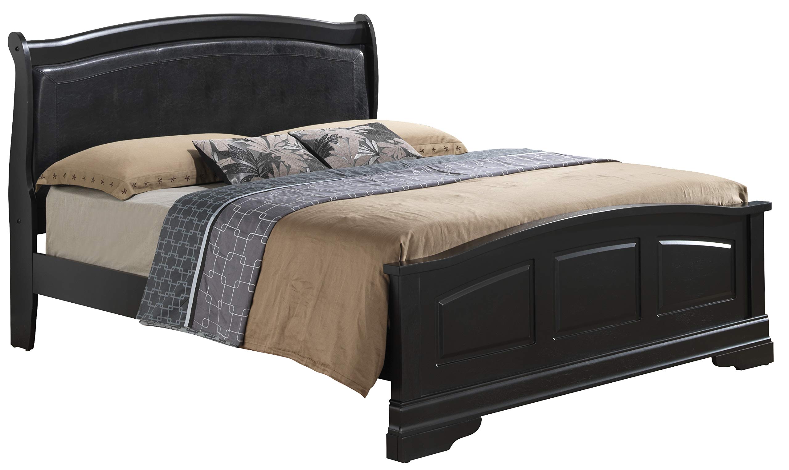 Glory Furniture Full Size Bed Frame - Black Wooden Platform Bed with Sturdy Support for Bedroom, Guest Room & Dorm | Easy Assembly & Modern Design