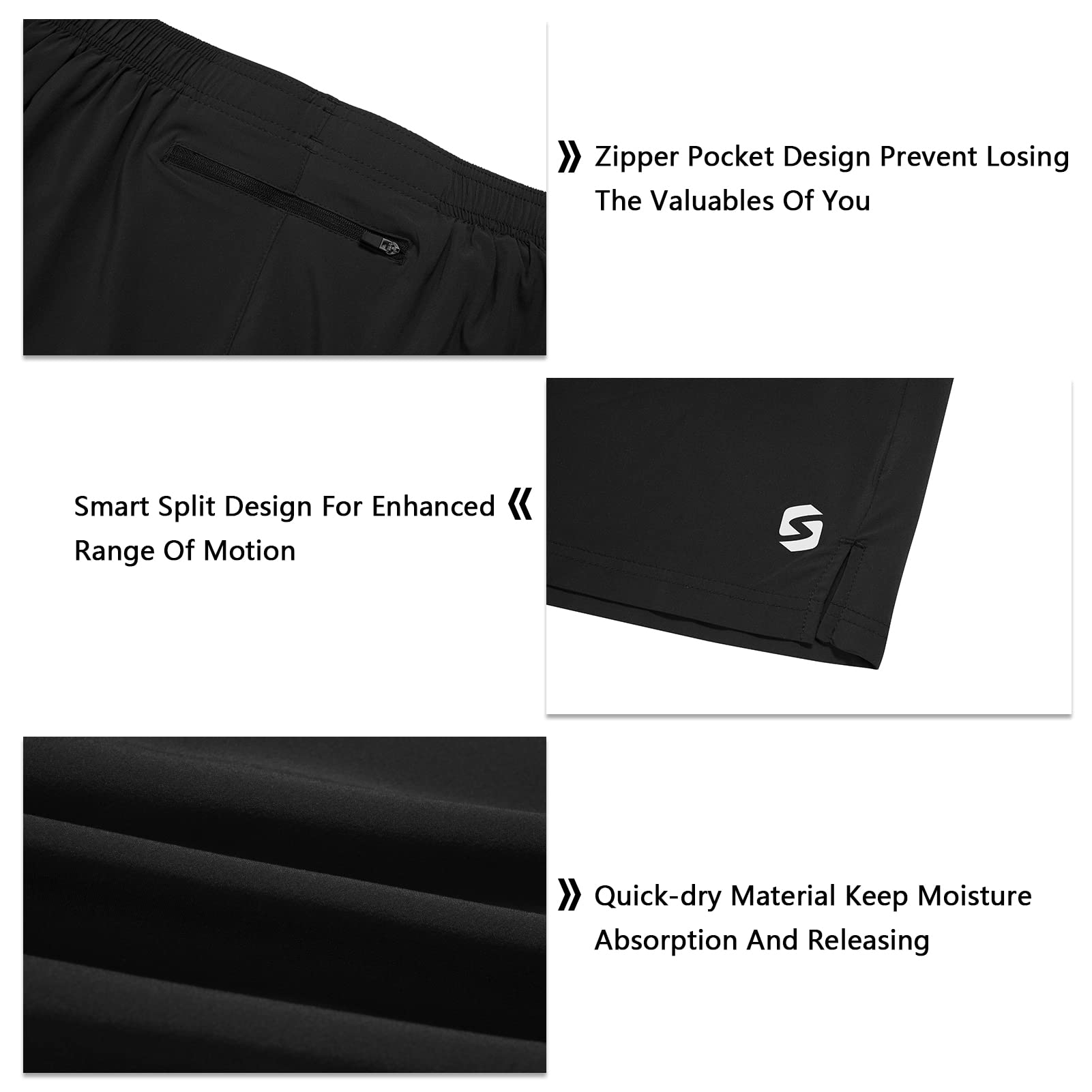 Men's 5 Inch Running Shorts - Lightweight Athletic Gym Workout Shorts with Zipper Pockets | Perfect for Jogging, Training & Outdoor Activities