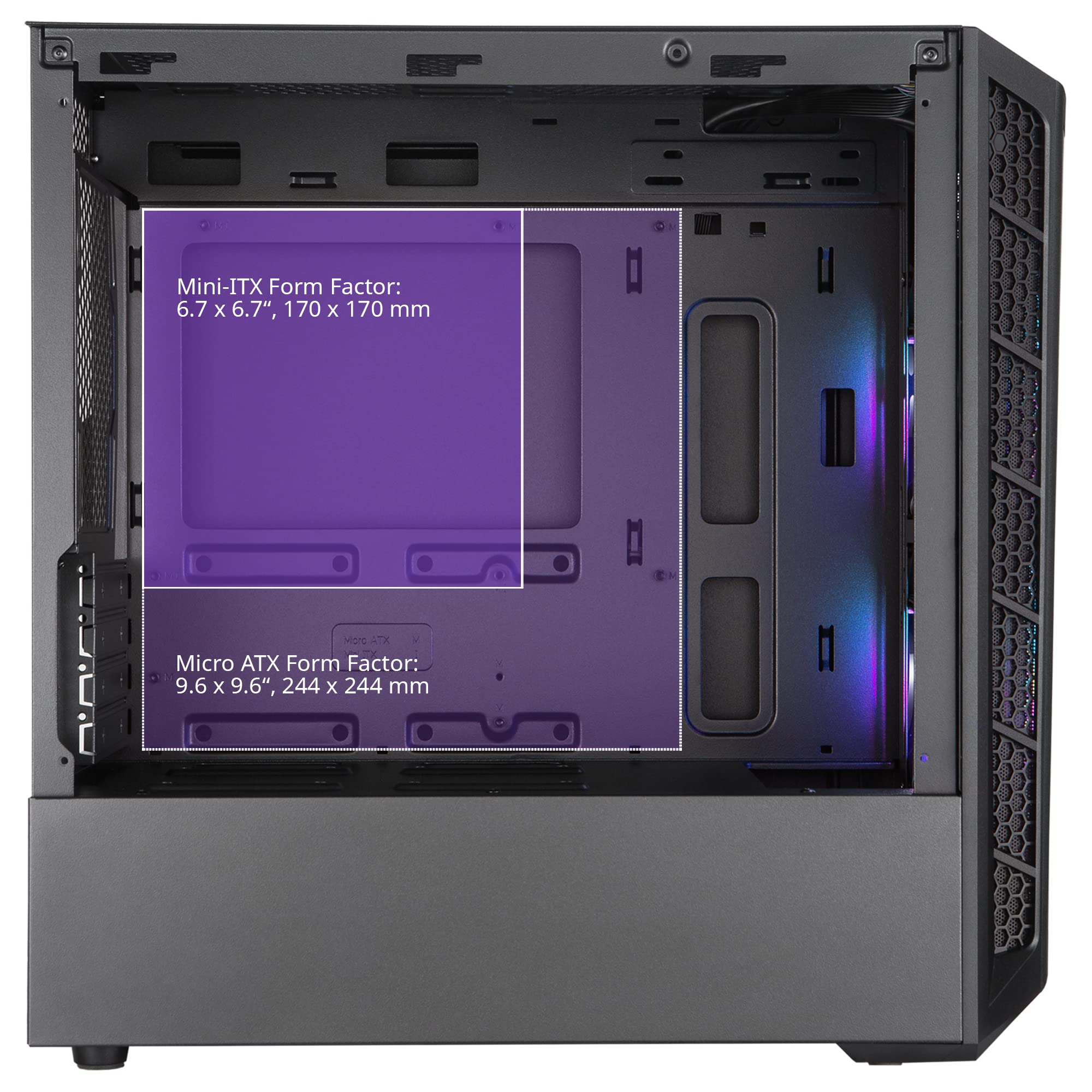 Cooler Master MasterBox MB320L ARGB Micro-ATX PC Case with Dual ARGB Fans, DarkMirror Front Panel, Mesh Intake Vents & Tempered Glass Side Panel - Ideal for Gaming Rigs and Custom PC Builds