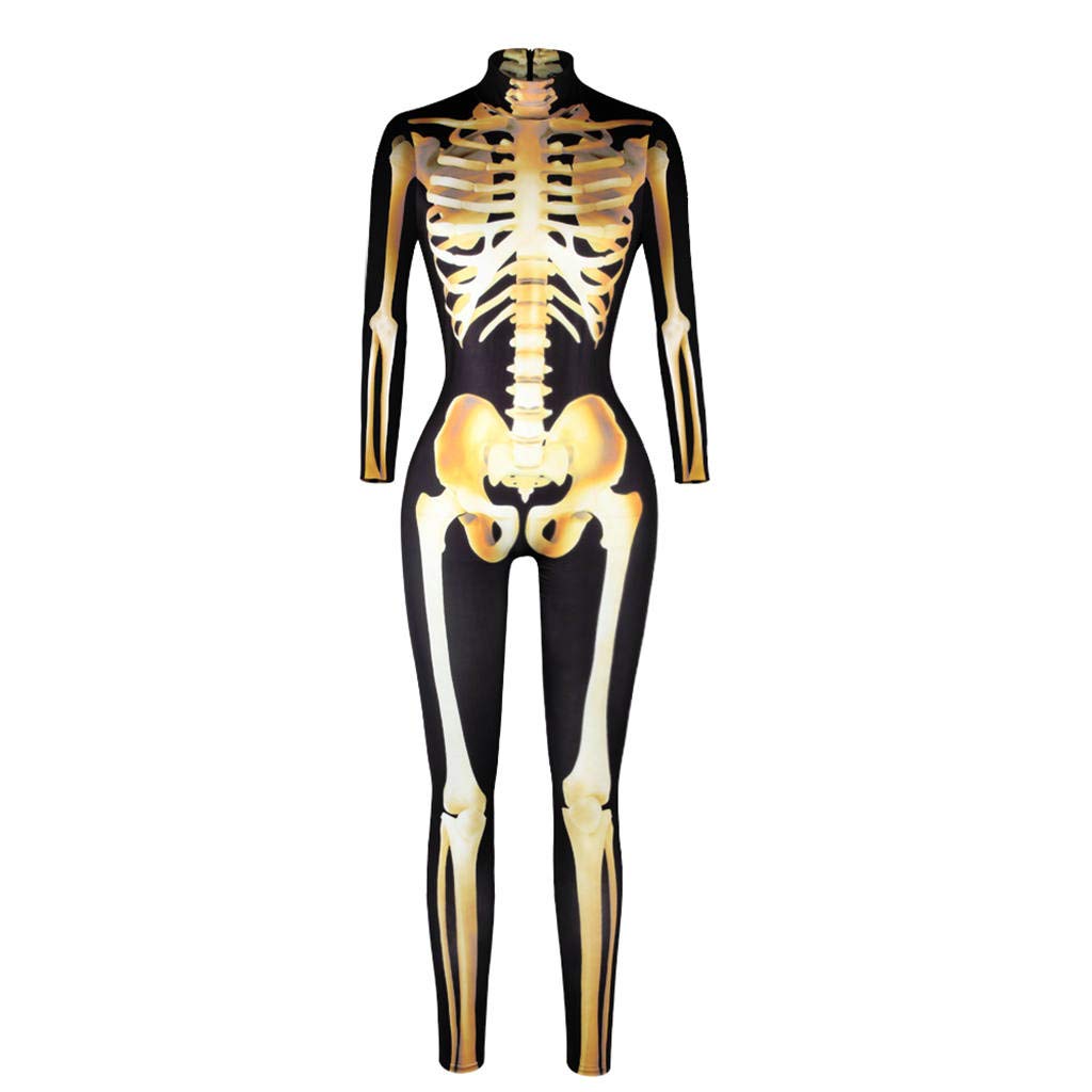 Alidamo Women's Halloween Jumpsuit - Sexy 3D Skull Skeleton Bodysuit for Cosplay & Costume Parties | Perfect for Halloween, Cosplay Events, and Themed Nights