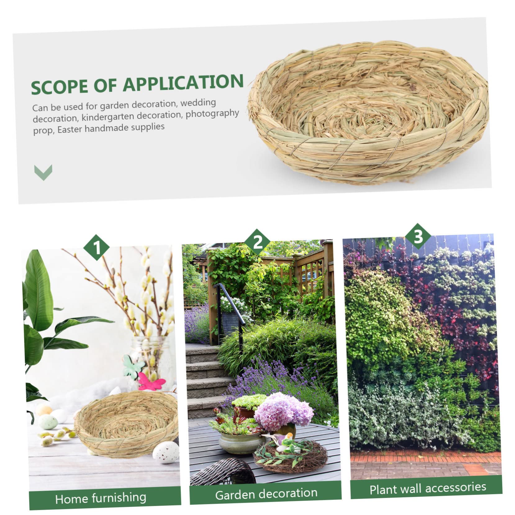NOLITOY 2PCS Handwoven Natural Straw Bird Nest - Breeding & Hatching House for Doves, Pigeons, Parrots, Rabbits, Hamsters, Gerbils & Guinea Pigs - Perfect for Cage Accessories & Small Pet Comfort
