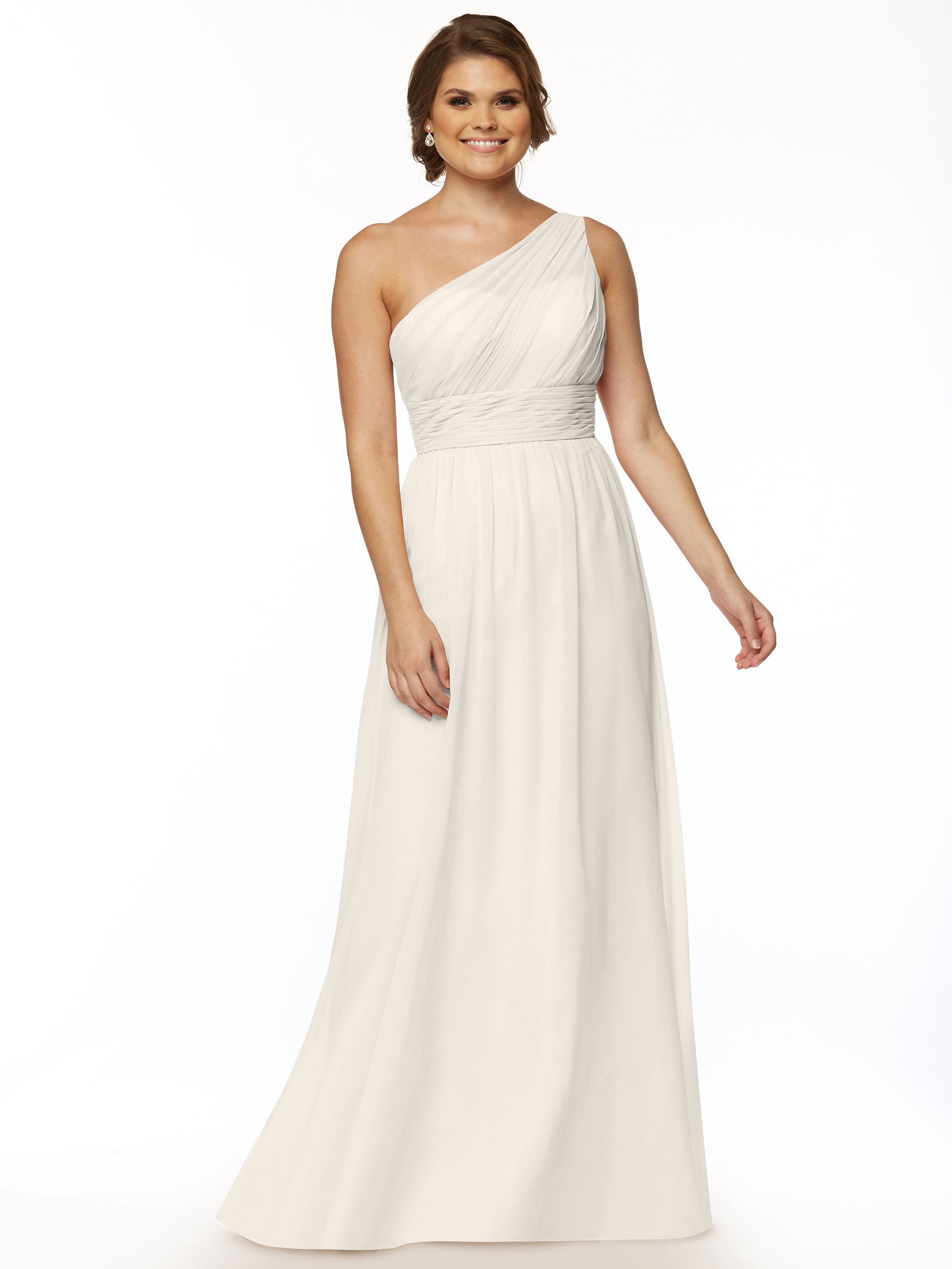 Elegant One Shoulder A-Line Chiffon Bridesmaid Dress with Ruching - Perfect for Weddings, Formal Events & Special Occasions (Style #80047)