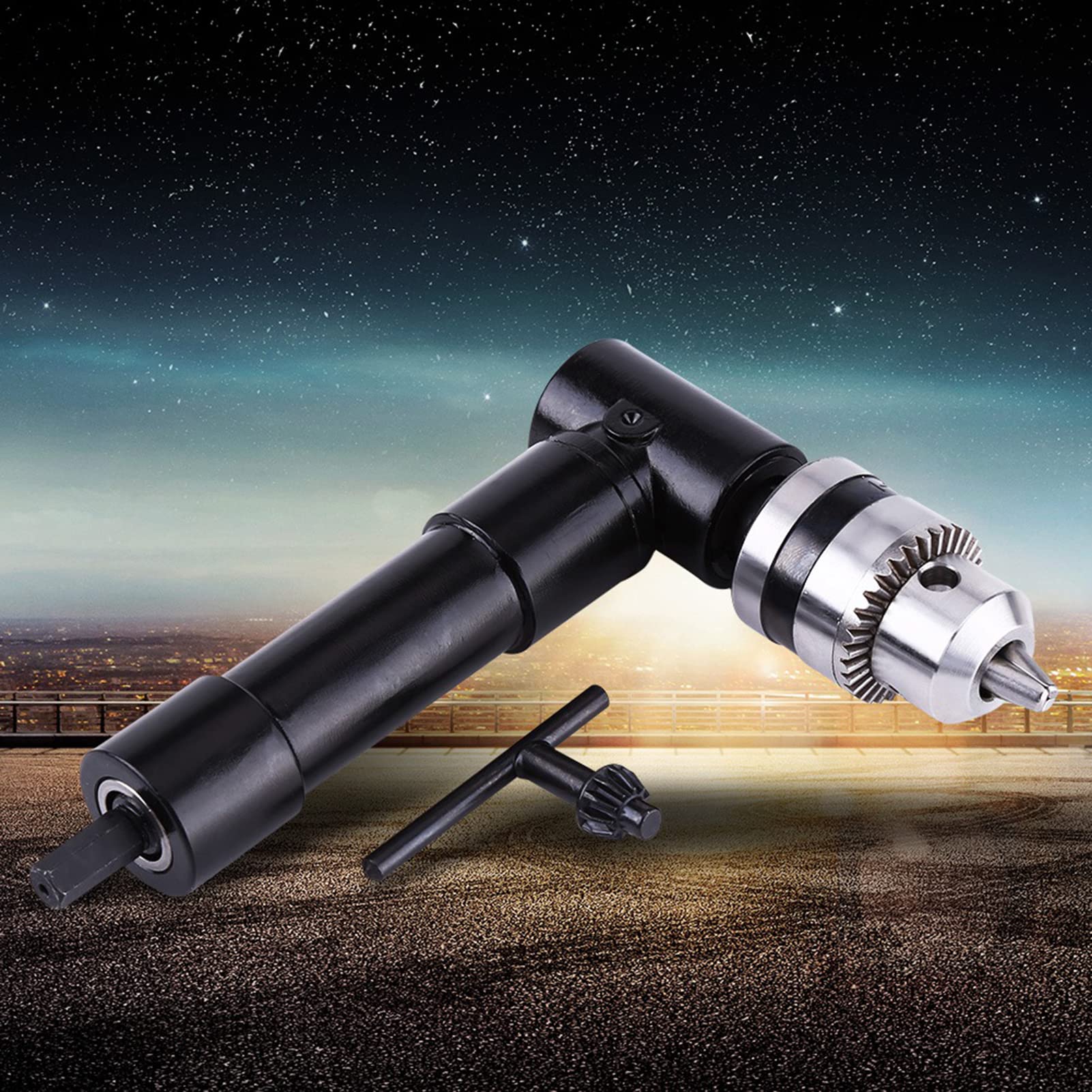 90 Degree Right Angle Drill Attachment - 8mm Hex Shank Drill Adapter with Chuck | Perfect for Tight Spaces & Corner Drilling in Woodworking, Plumbing & DIY Projects
