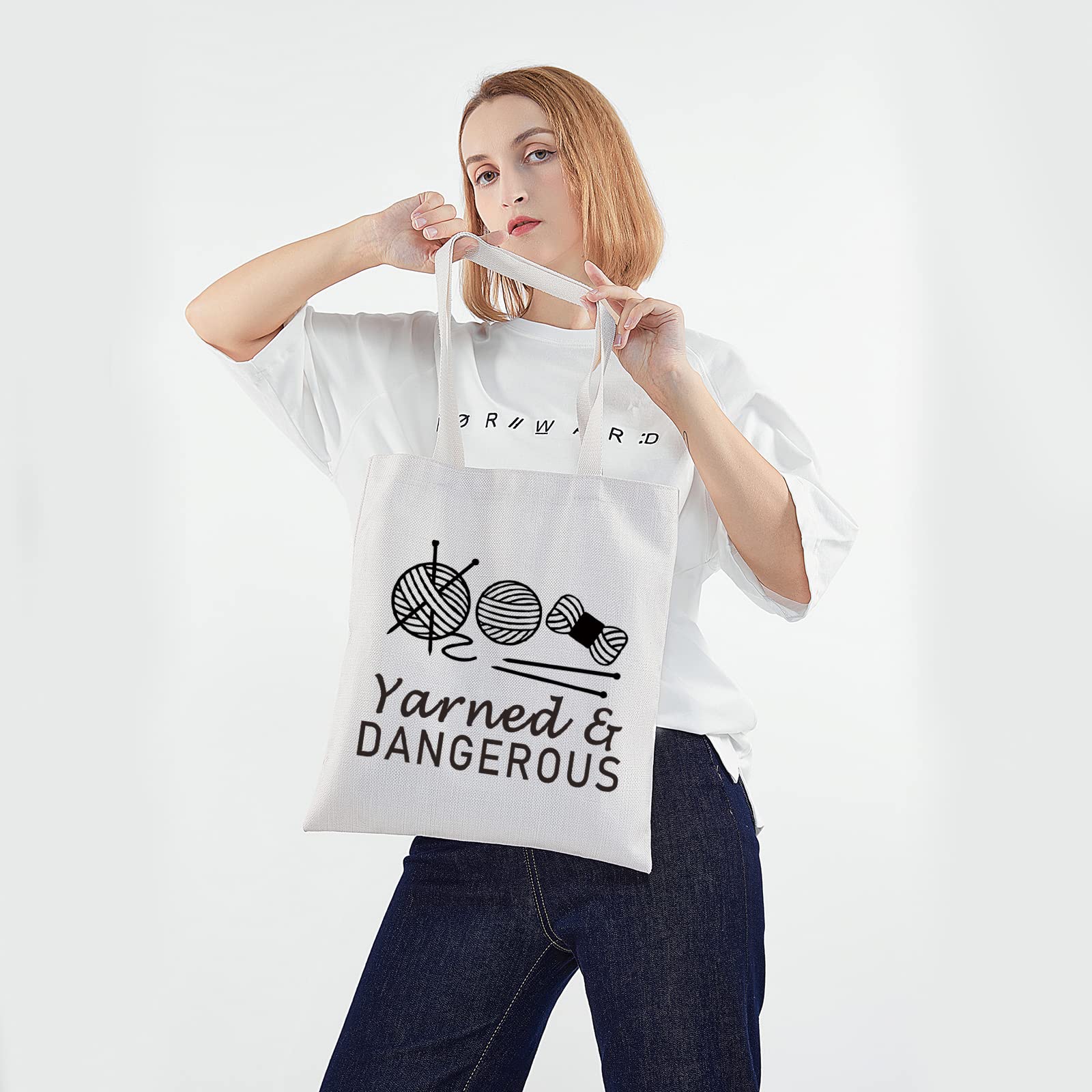 PWHAOO Knitting Project Bag - Large Yarn Tote Organizer for Crochet & Knitting Supplies - Perfect Mother's Day Gift for Knitters - Great for Travel, Craft Shows & Home Storage