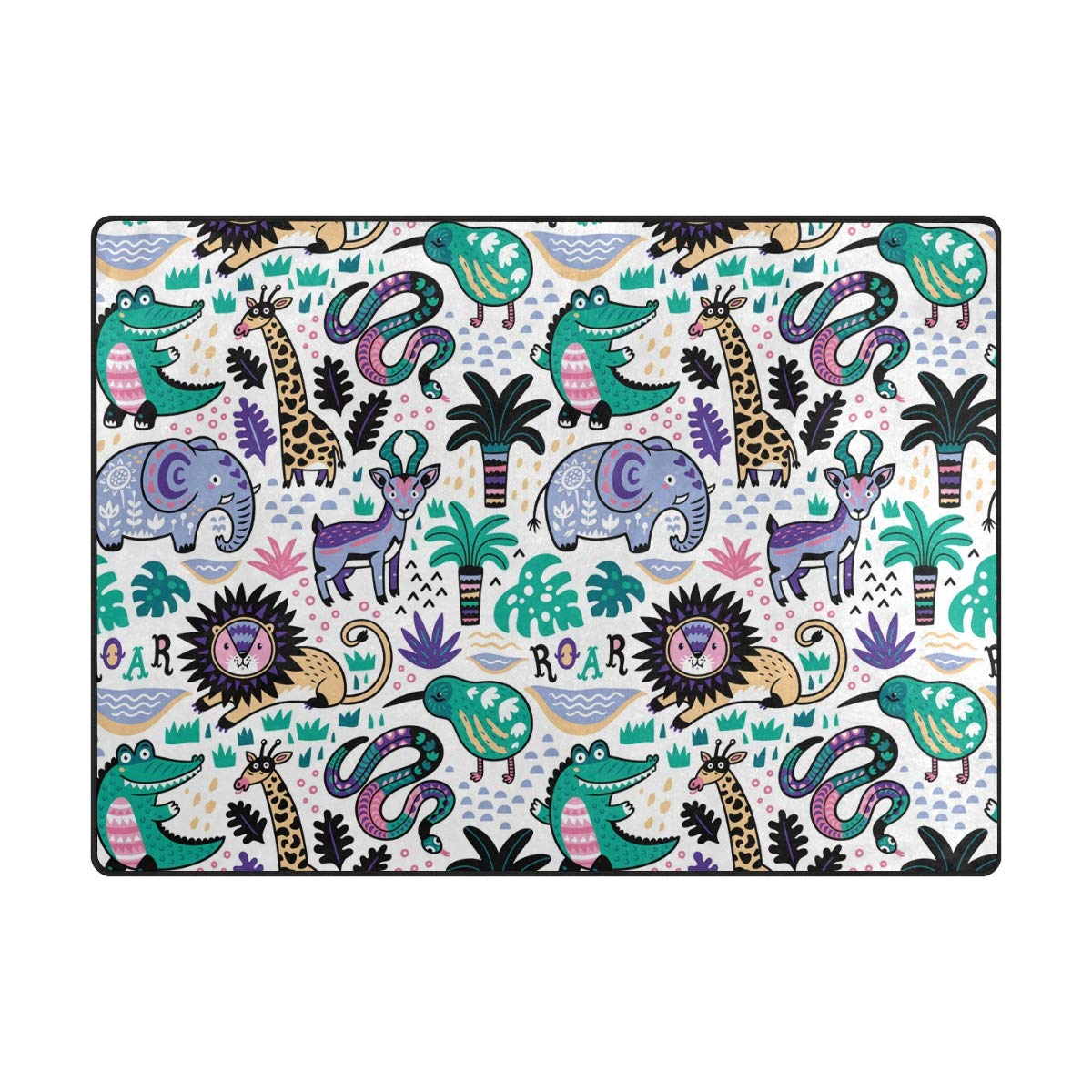 Animal Savannah Tree Rugs - Reggie Artwork Collection Area Rug for Living Room, Bedroom & Dining Room | Soft Floor Mat for Home Decor, Kids Play Area & Office Spaces