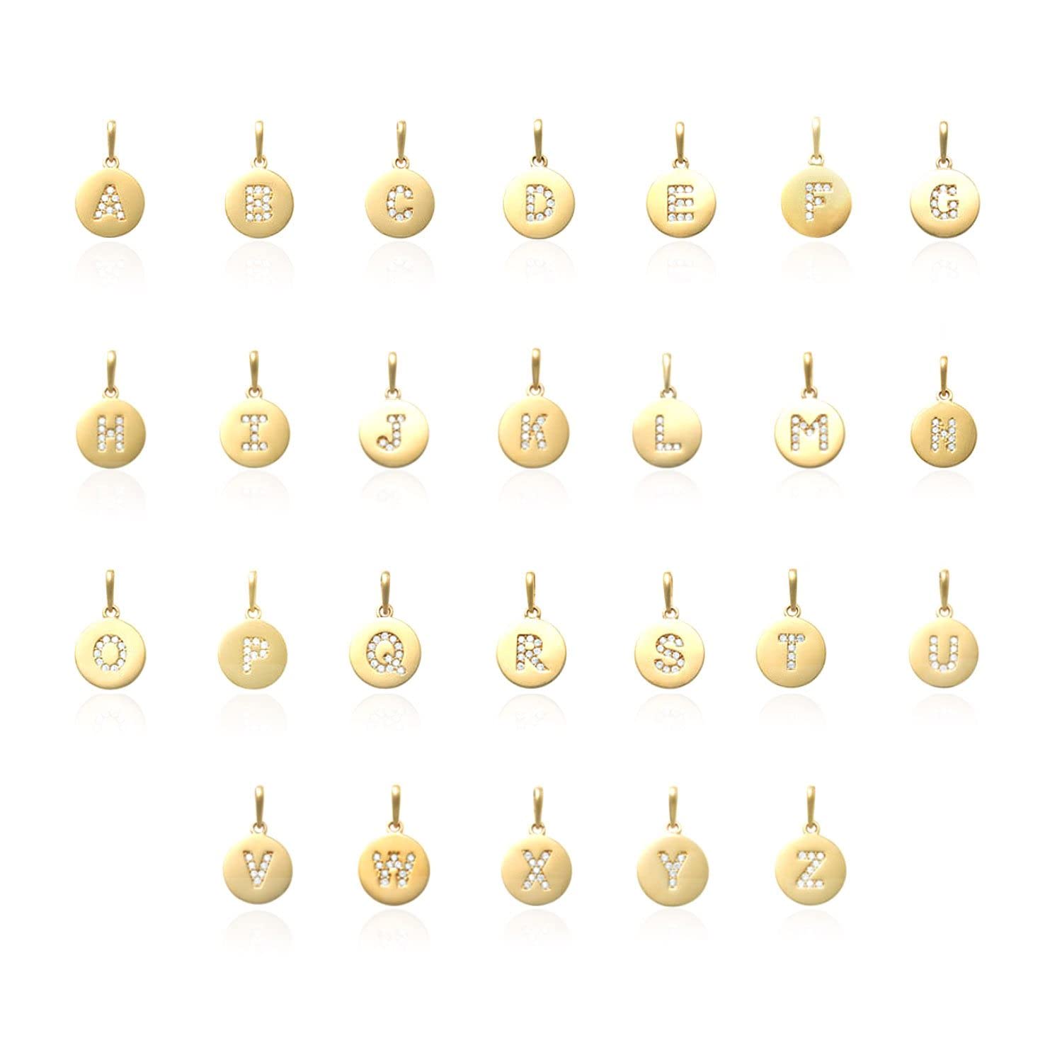0.20Ct Simulated Diamond 14k Yellow Gold Alphabet A-Z Initial Letter Pendant Necklace for Women - Personalized Name Jewelry Gift for Birthday, Anniversary & Valentine's Day