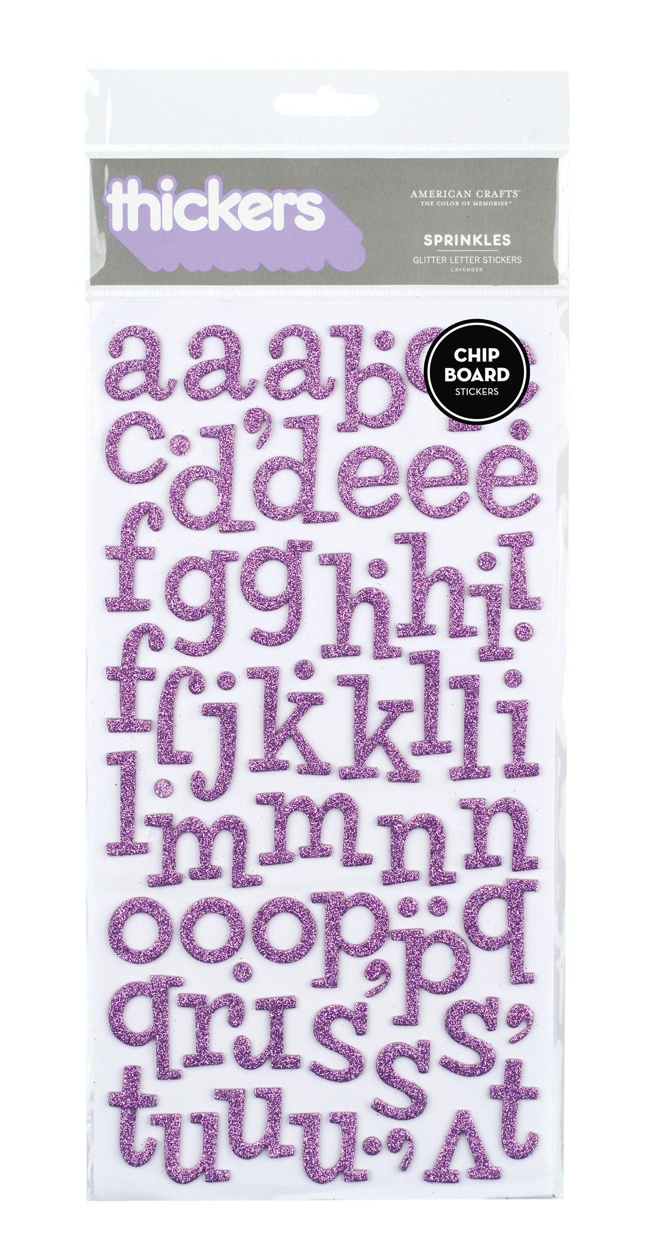 American Crafts Thickers Glitter Chipboard Letter Stickers - Sprinkles Lavender for DIY Scrapbooking, Card Making, and Home Decor Projects