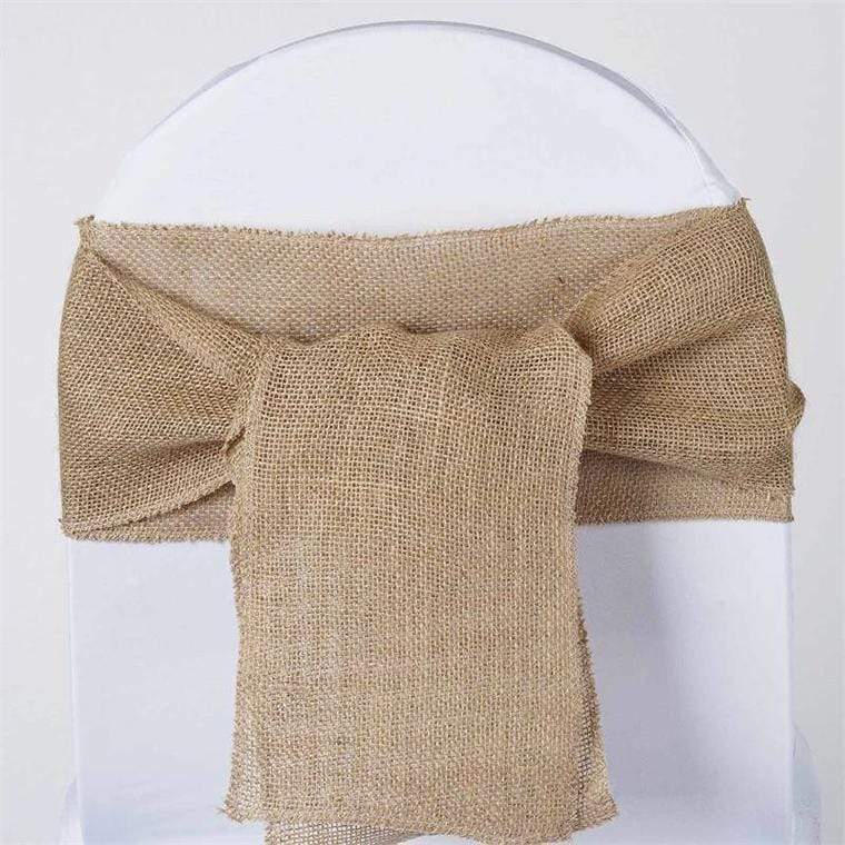 Natural Burlap Chair Sash Bows for Wedding Decor - Rustic Elegant Chair Ties for Outdoor & Indoor Ceremonies