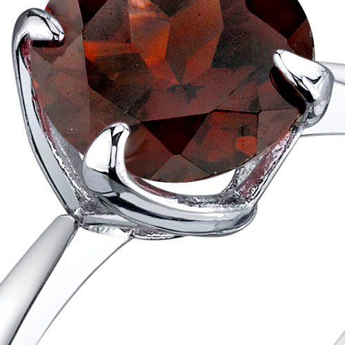2.25 Carat Genuine Garnet Sterling Silver Ring - Size 5 Round Cut Gemstone Jewelry for Women, Perfect for Anniversary Gifts & Special Occasions