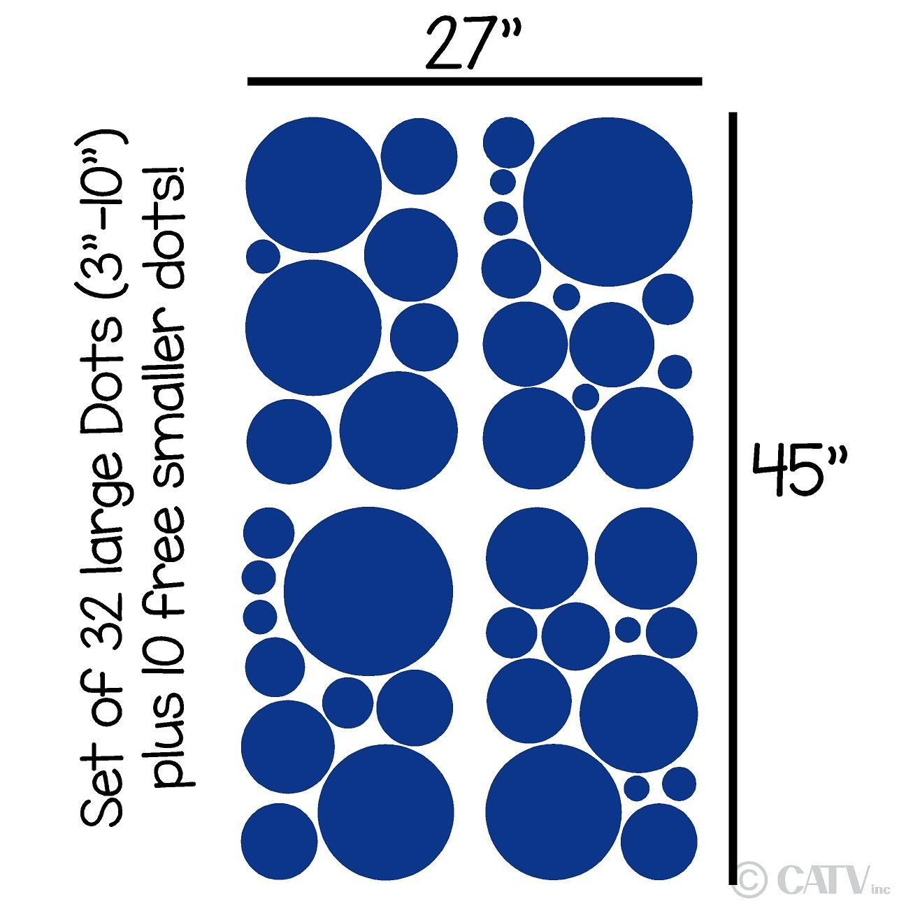 Polka Dot Wall Decals - Nursery Decor Stickers (Blue, 32-Pack) for Kids' Rooms & Playrooms