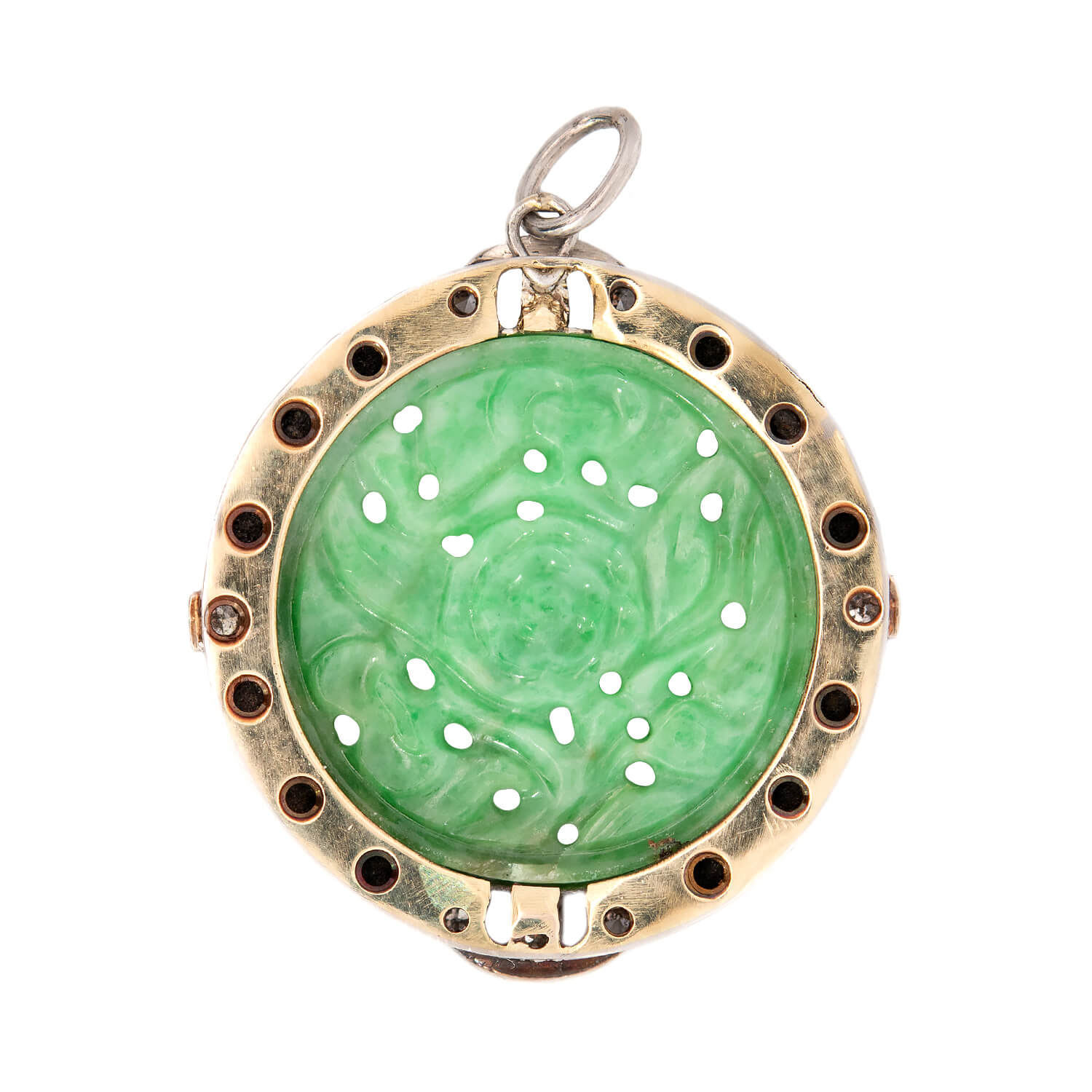 Vintage Art Deco Platinum Carved Jade Onyx Diamond Pendant Necklace - Elegant Statement Jewelry for Evening Gala & Special Occasions