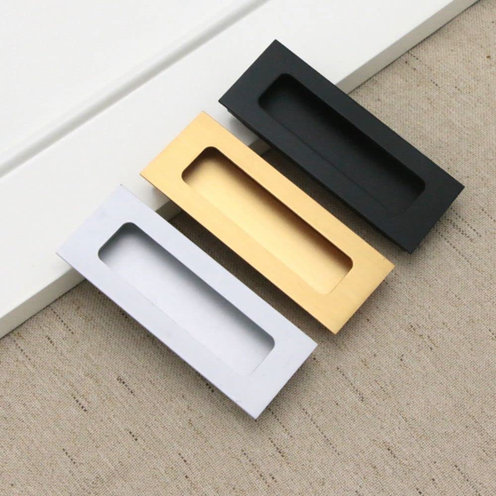 Brushed Aluminum Flush Pulls for Sliding Barn & Closet Doors - 64mm Silver