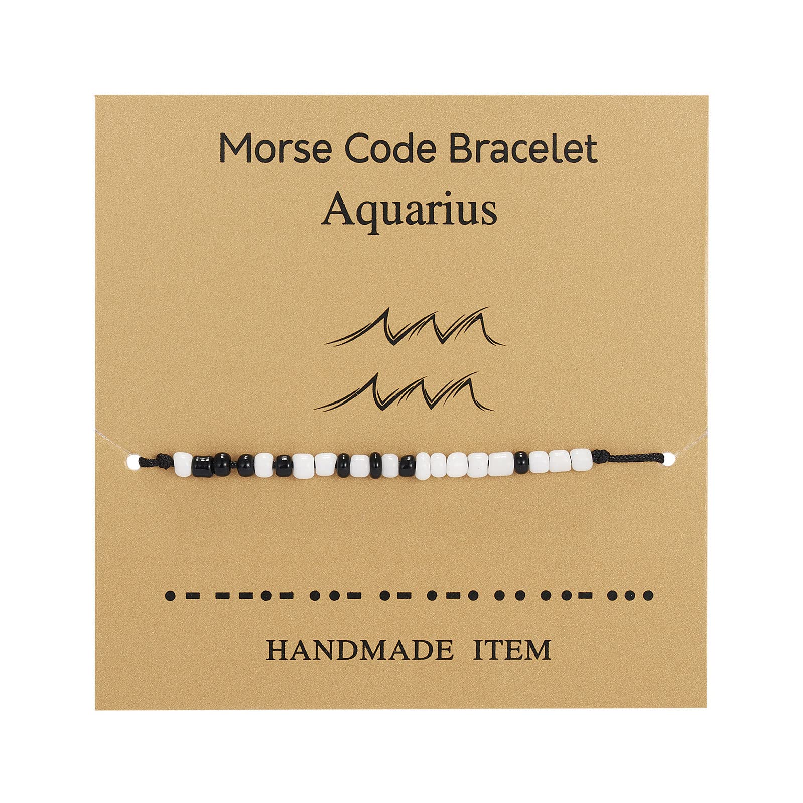 HUASAI Zodiac Morse Code Bracelet for Women & Men - Adjustable 12 Constellation Beaded String Bracelet - Inspirational Gift for Best Friends, Couples with Message Card - Perfect for Birthdays, Anniversaries & Daily Wear