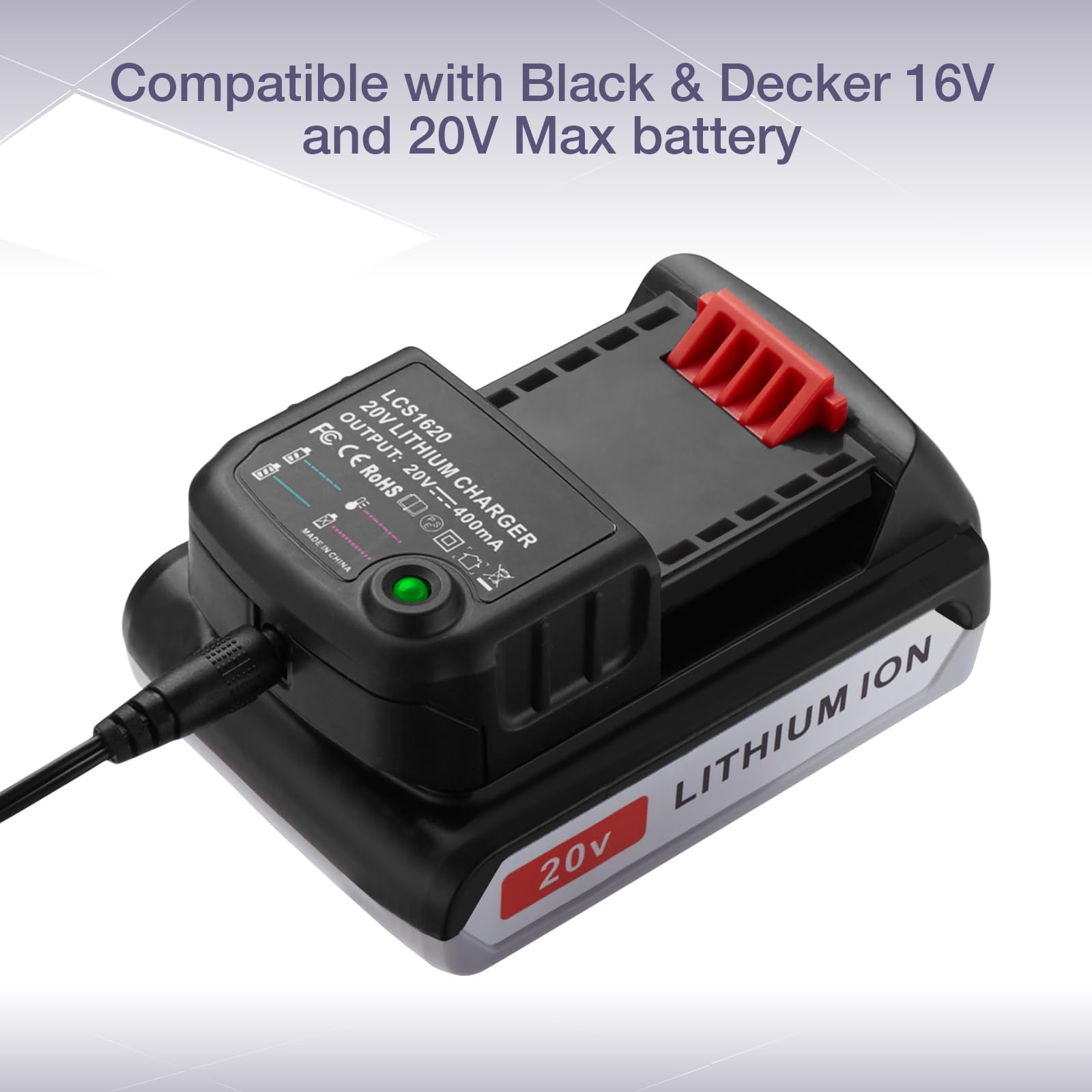 Original 20V 3.0Ah Replacement Battery with Charger Compatible for Black & Decker Power Tools - Perfect for Drills, Saws & Outdoor Equipment