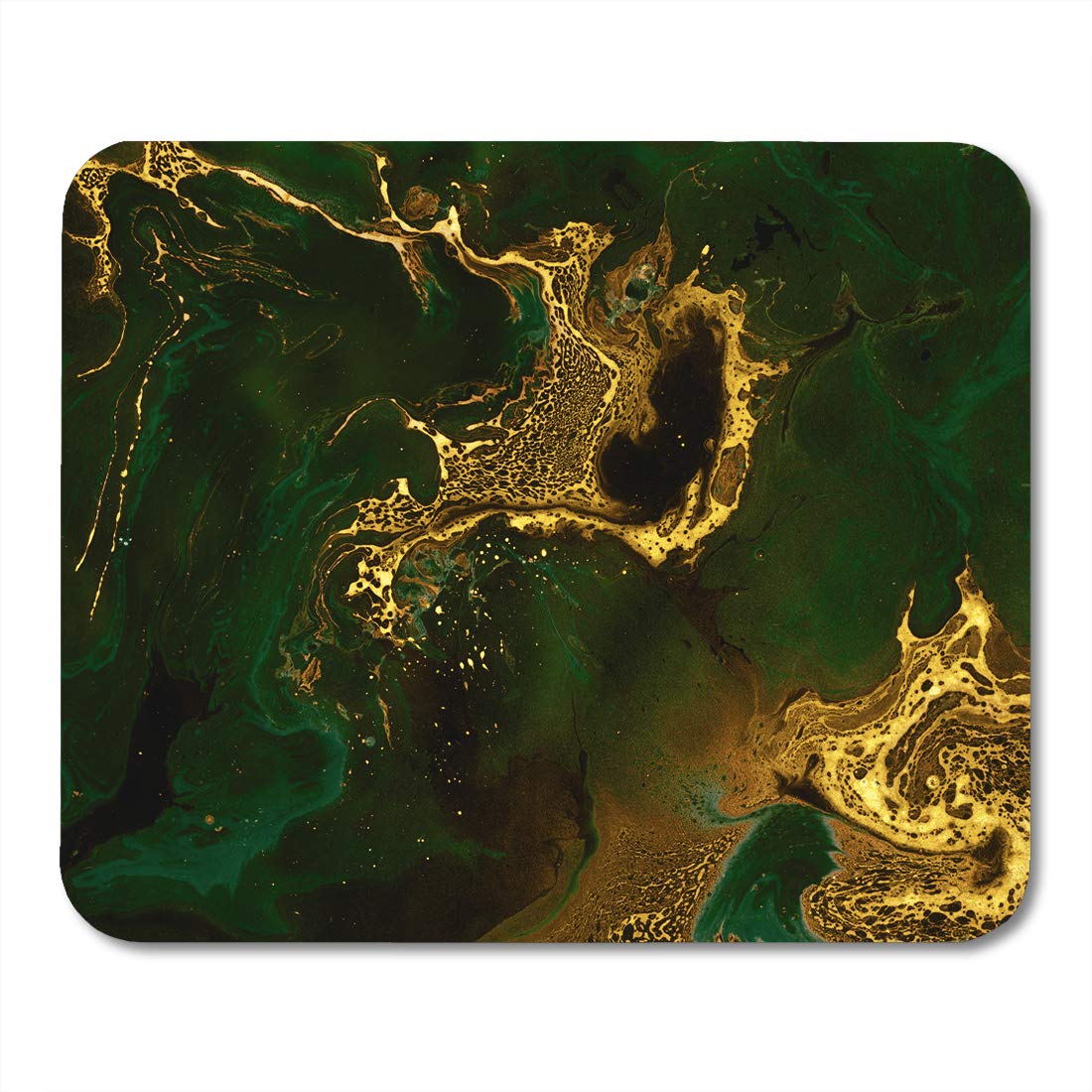 Premium Green Gold Emerald Marble Watercolor Mouse Pad - 9.5