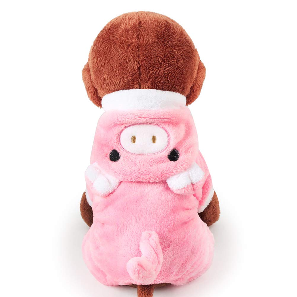 Pig Dog Costume for Small & Medium Dogs - Warm Winter Dog Pajamas & Cat Cosplay Outfit | Pet Piglet Costume for Halloween, Christmas Dress Up & Photo Shoots