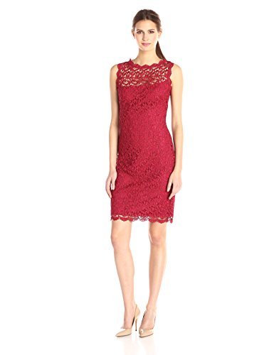 Marina Women's Sleeveless Pretzel Lace Dress with Keyhole Back - Elegant Summer Cocktail Party & Wedding Guest Dress