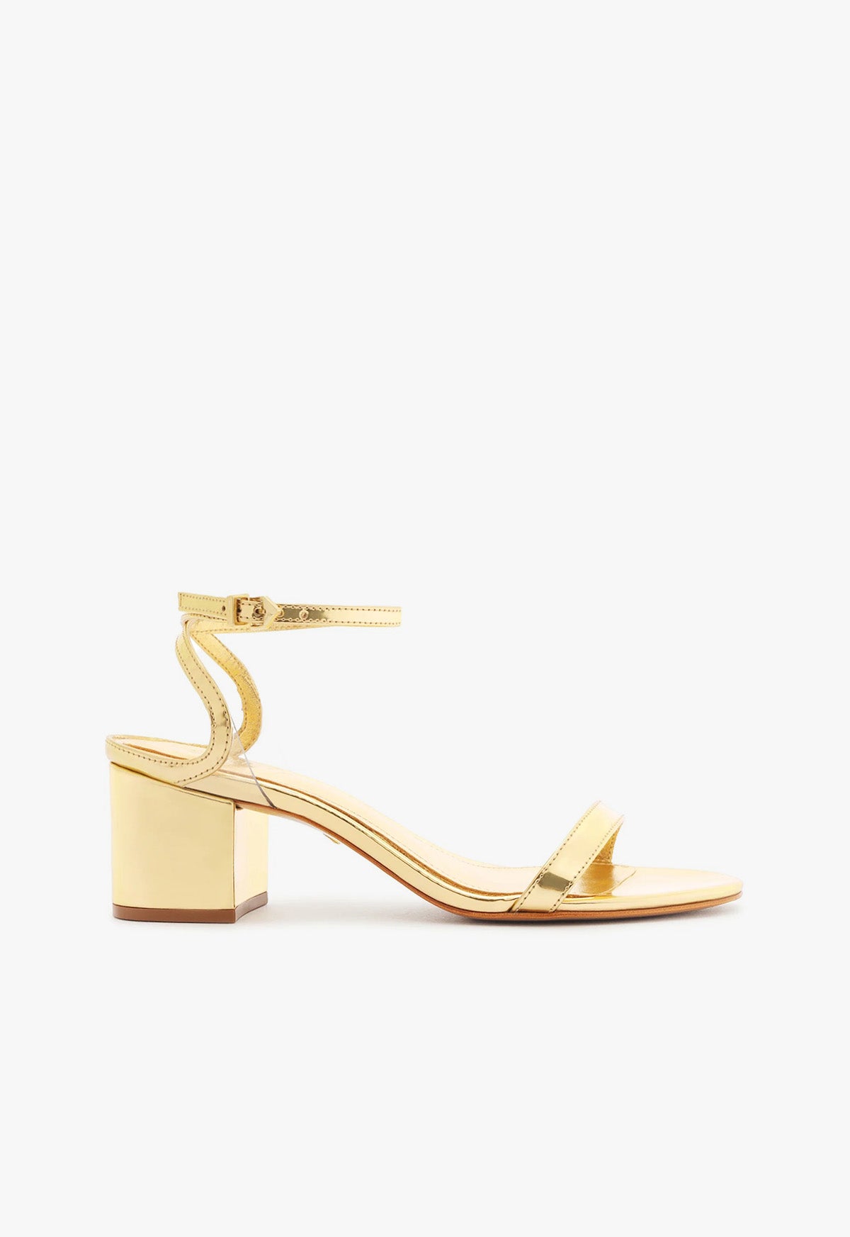 Skye Mid Block Heel Leather Sandals for Women - Comfortable Mirror Leather Summer Sandals for Casual Outings, Beach & Vacation