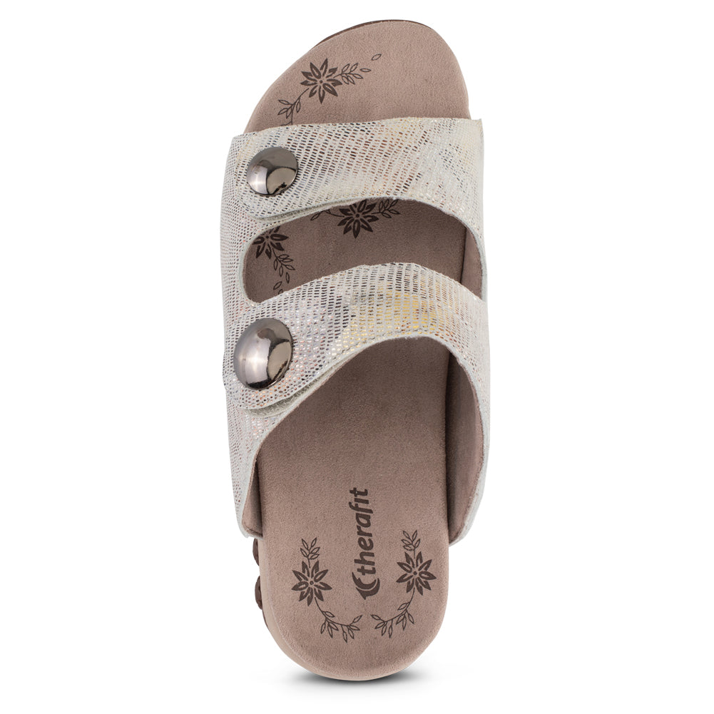 Eva Women's Leather Adjustable Strap Slip-On Sandals - Special Edition | Comfortable Summer Casual Shoes for Beach, Walking & Vacation