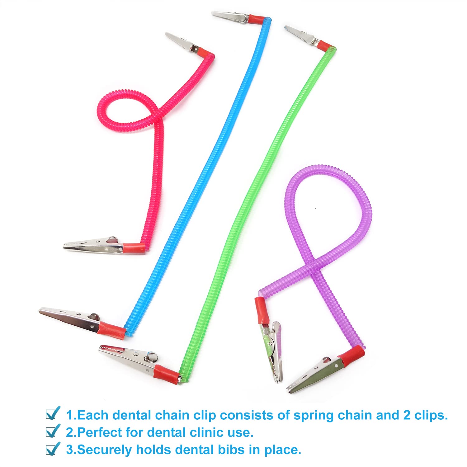 Honbay 4PCS Flexible Elastic Dental Bib Holder Clips - Comfortable Napkin Clips for Dentists, Hygienists & Dental Offices (Ideal for Dental Procedures, Teeth Cleaning & Patient Comfort)