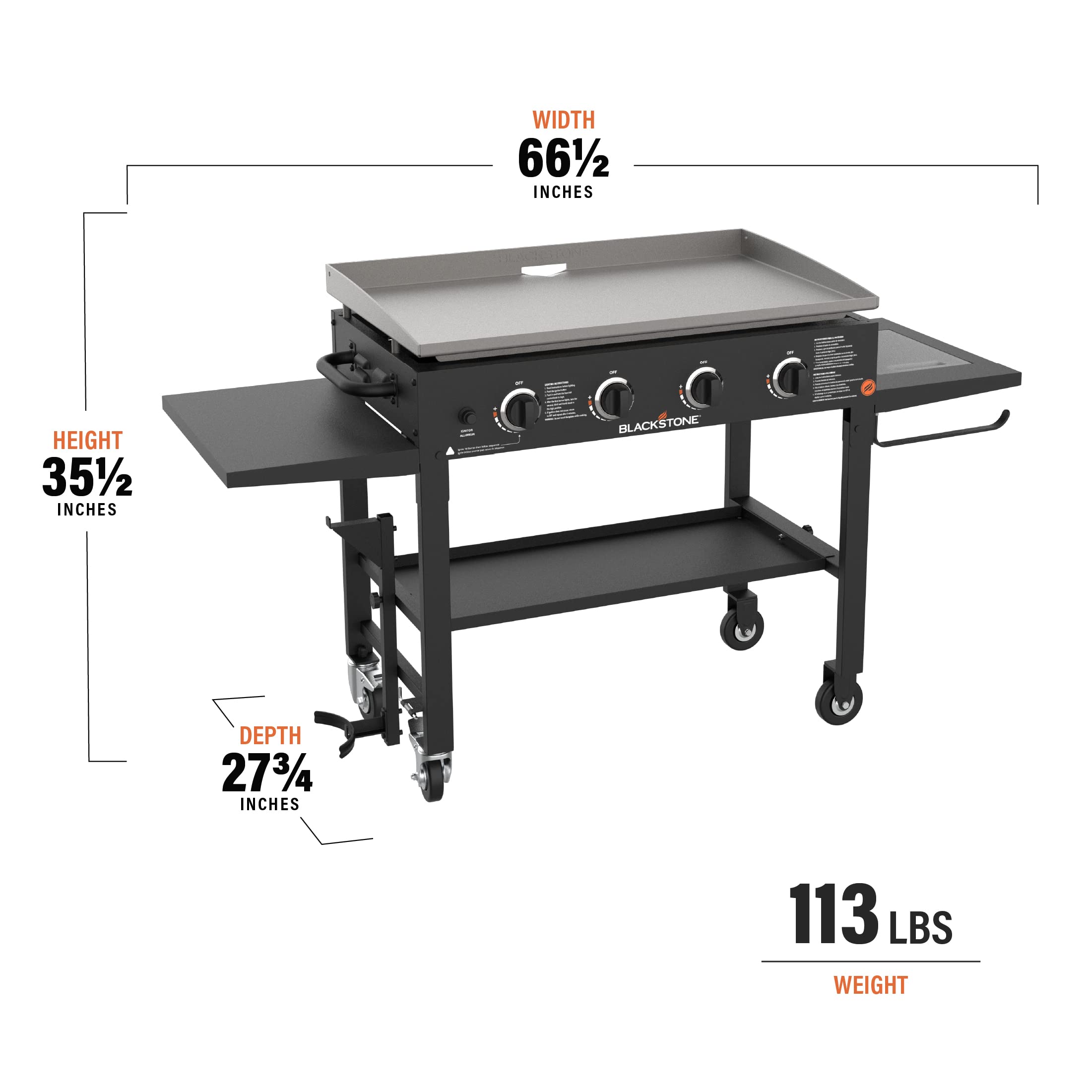 Blackstone 36 Inch Outdoor Flat Top Gas Griddle - 4 Burner Propane Grill with Built-in Cutting Board, Garbage Holder & Side Shelf - Professional Restaurant-Grade Cooking Station for Backyard BBQ, Tailgating & Outdoor Parties (1825, Black)