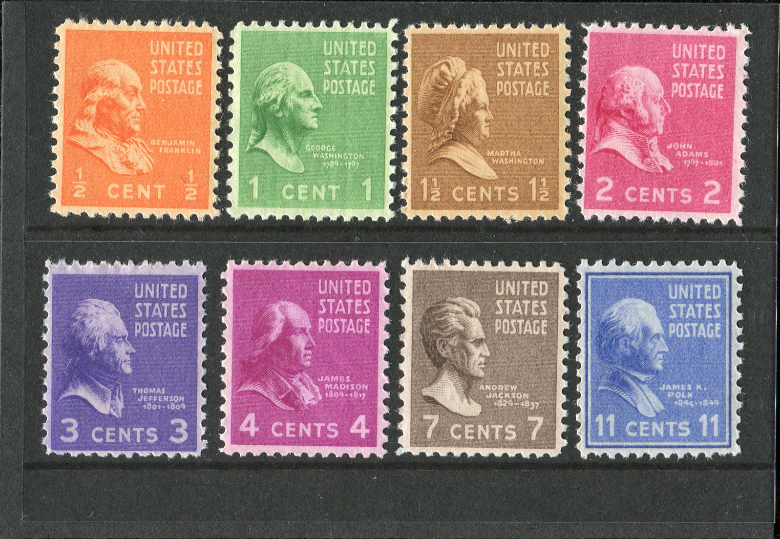 1938 U.S. Presidential Series Stamps - Franklin, Washington & More - Mint Condition for Collectors - Perfect for Philately & History Enthusiasts