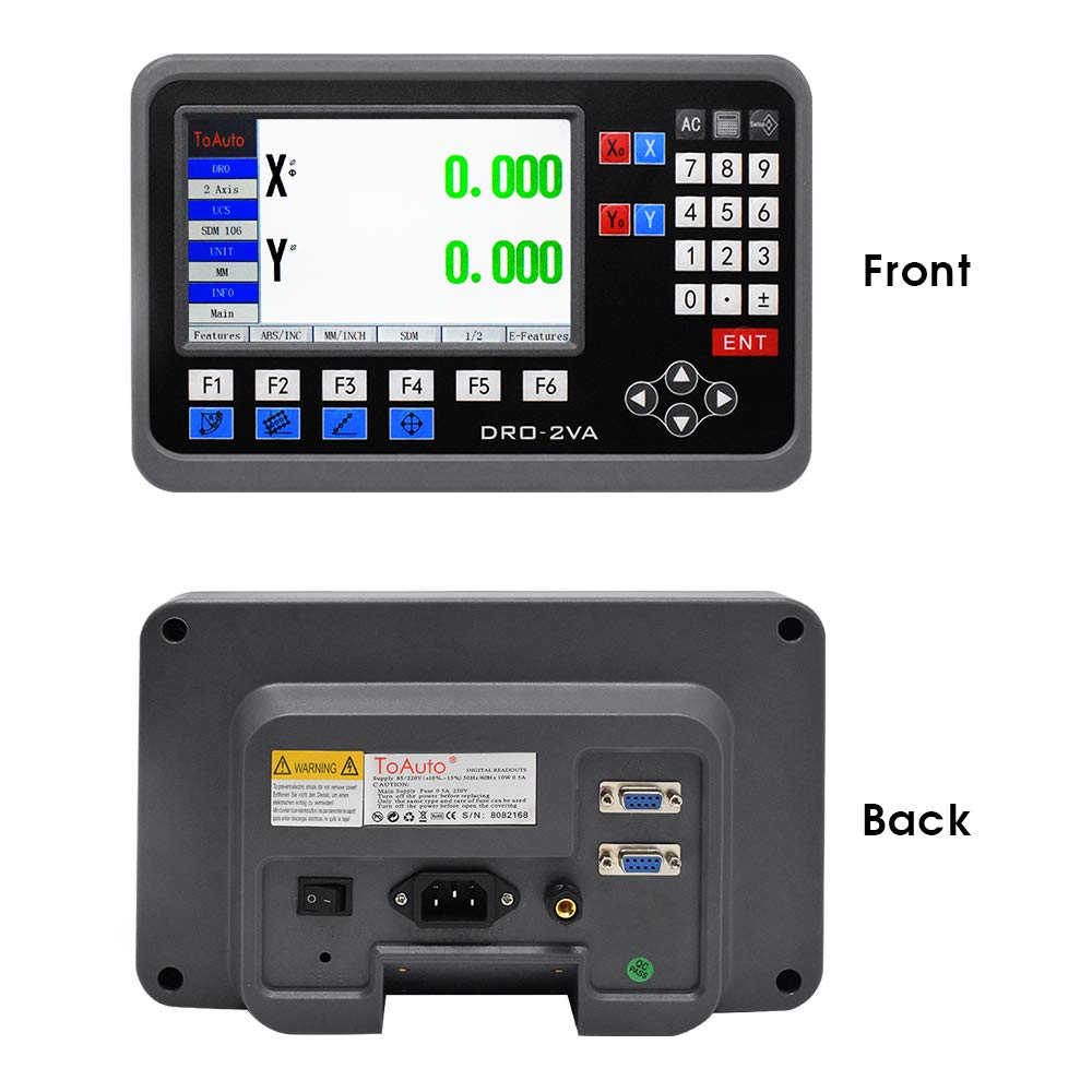 TOAUTO 2 Axis Digital Readout DRO with LCD Display for CNC Milling Machine, Lathe & EDM - Precise Positioning Measurement Tool for Metalworking & Woodworking Projects