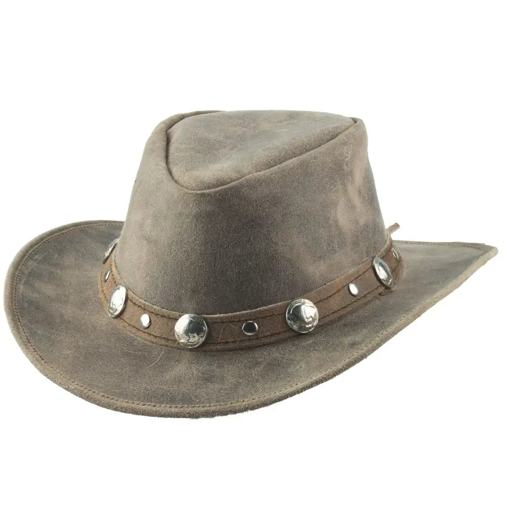 Authentic Bullhide Crackled Leather Australian Outback Hat - Durable & Stylish Cowboy Hat for Men & Women - Perfect for Ranch Work, Rodeo, and Outdoor Adventures