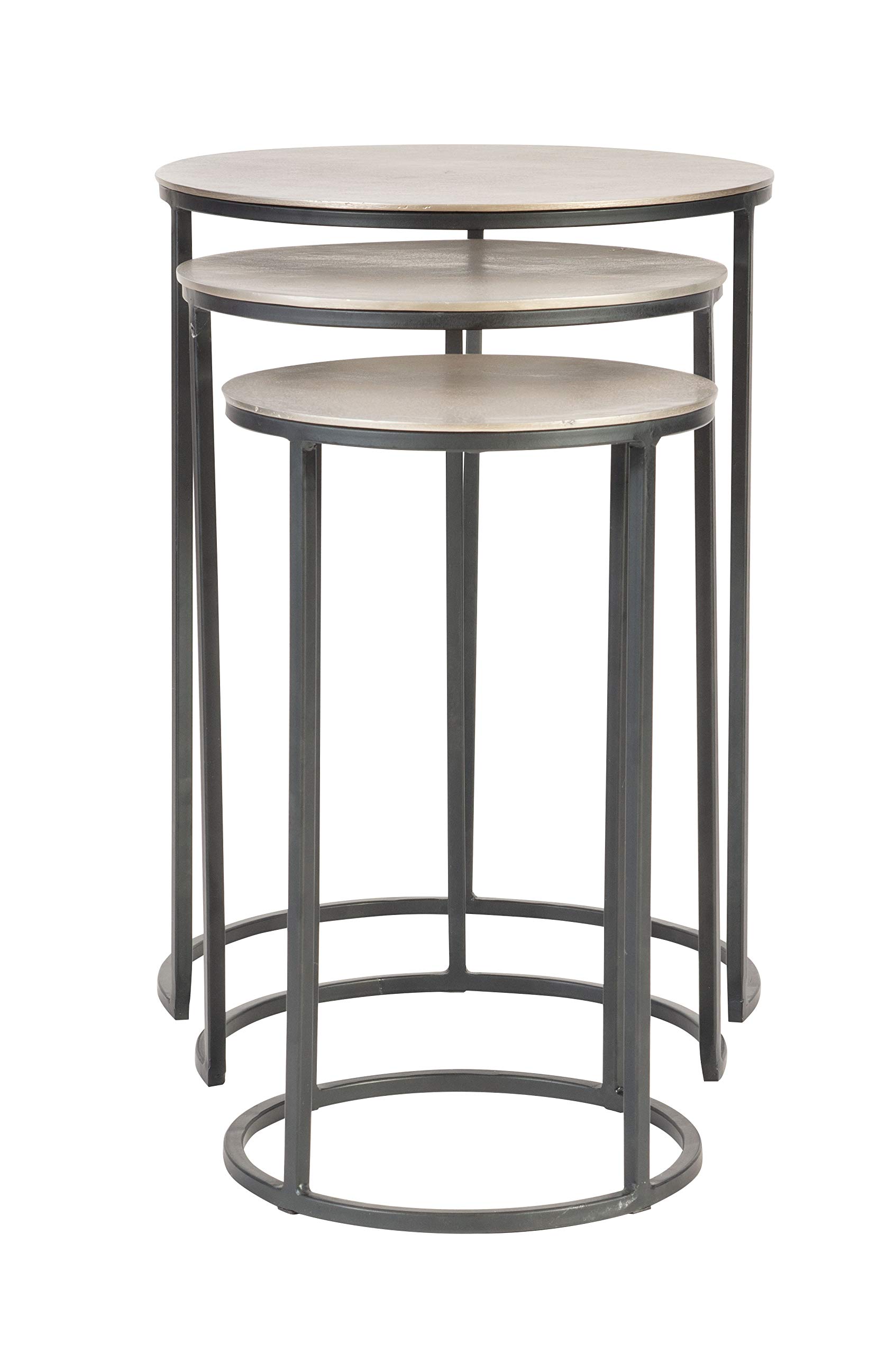 Erik Metal Nesting Tables Set of 3 - Modern Side Tables for Living Room, Bedroom, or Office - Space-Saving Stackable End Tables with Sturdy Steel Frame - Perfect for Small Spaces and Home Decor