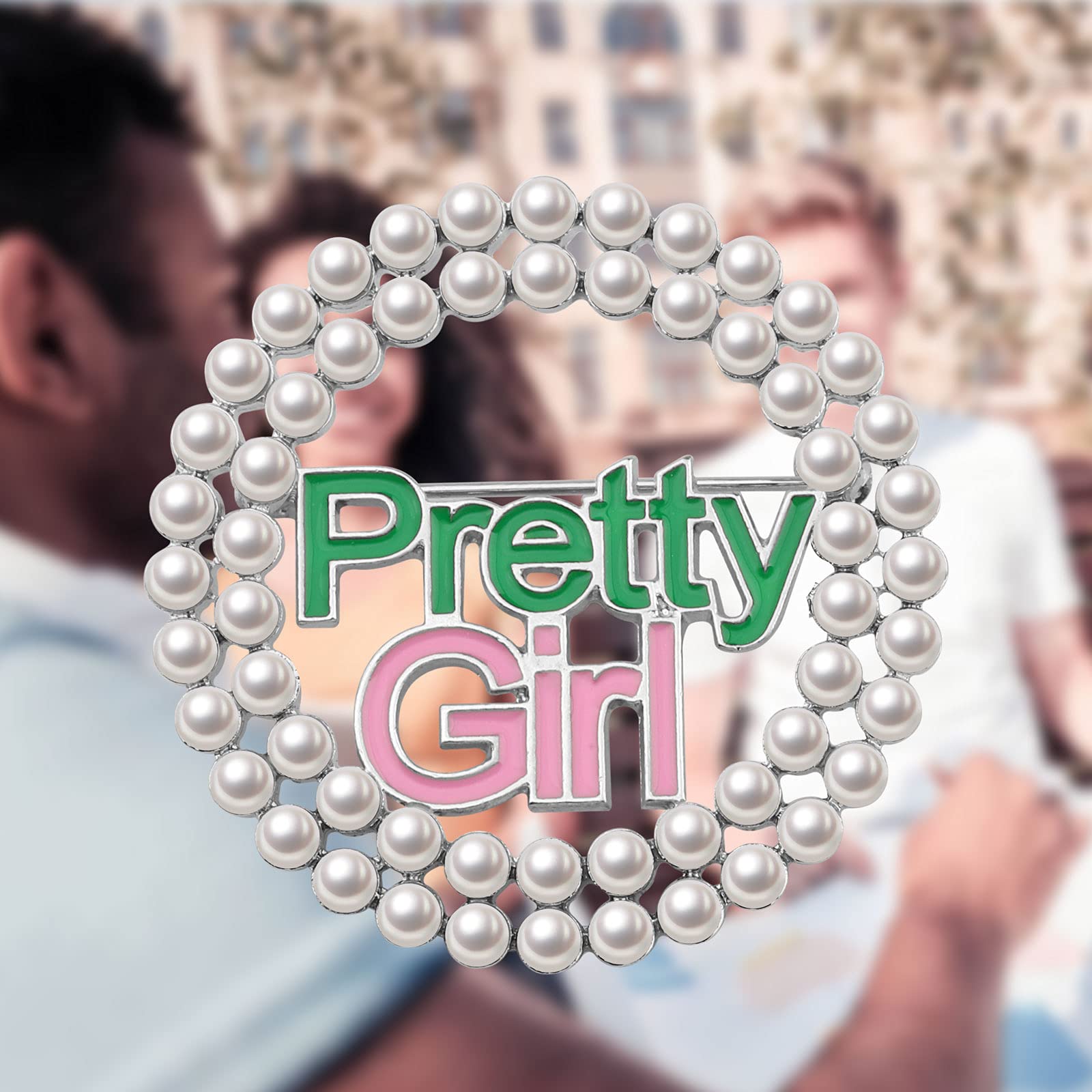 POTIY Pink & Green Sorority Graduation Gift - Elegant Pearl Brooch Pin for Women | Perfect for Sorority Sisters, Graduation Parties & Special Occasions