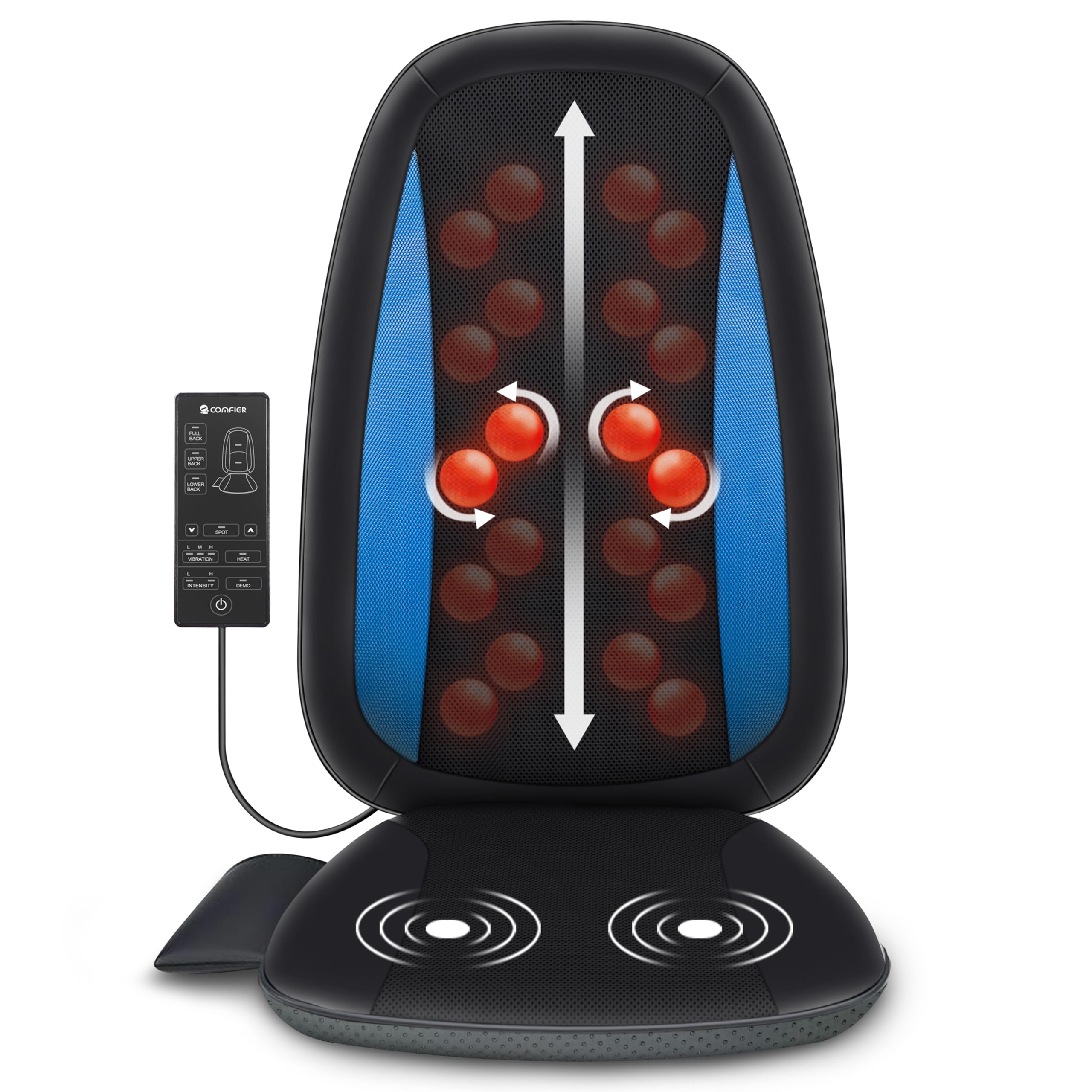 Comfier Shiatsu Back Massager with Heat - Deep Tissue Kneading Massage Seat Cushion for Full Back Pain Relief, Electric Body Massager Pad for Home, Office, Car Use - Perfect Gift for Men & Women (Valentine's Day, Birthday, Christmas) - Relax After Work, Reduce Stress & Muscle Tension
